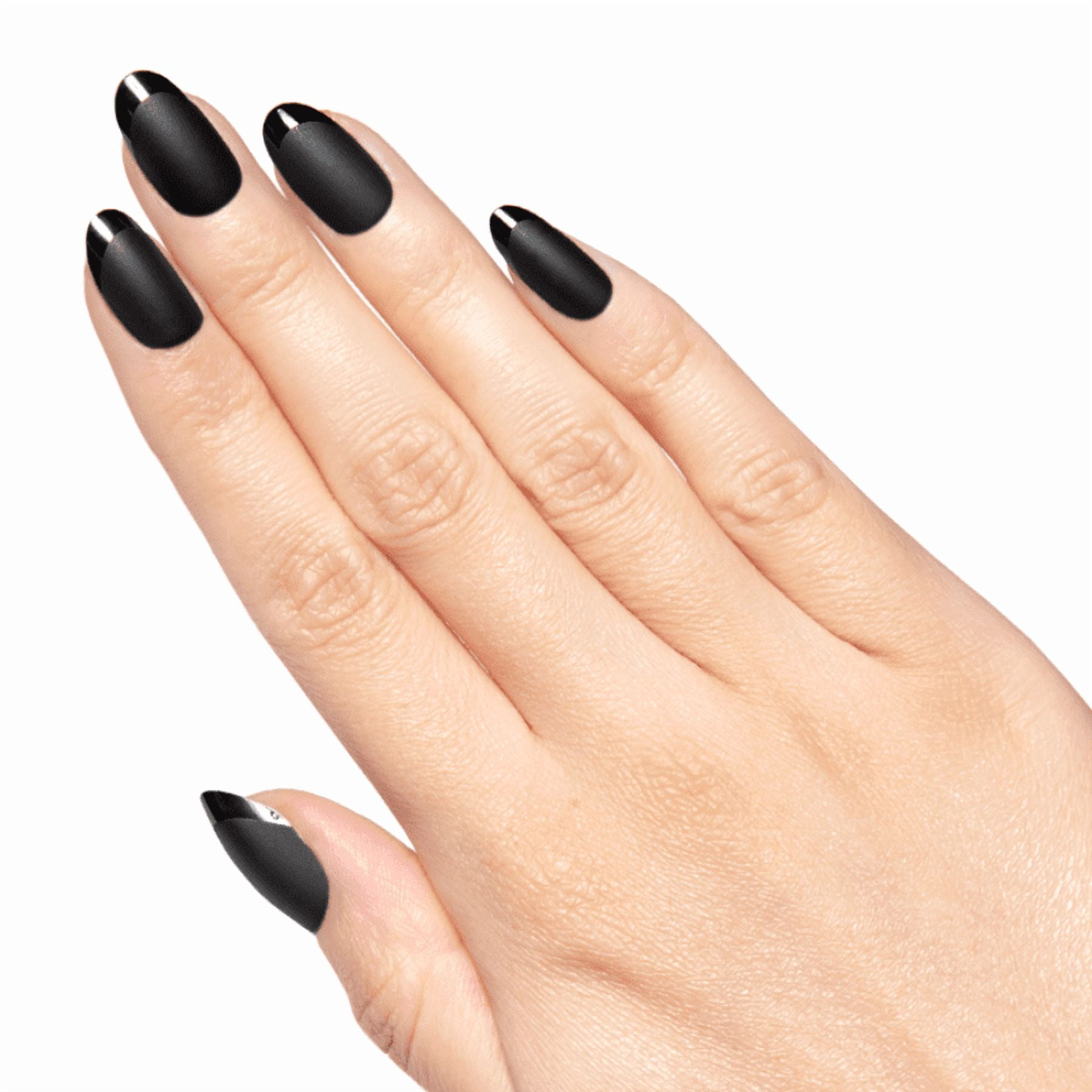 Olive & June Instant Mani Press-on Nails, Medium Oval Shape, Glossy Black French Tip (42 Pieces) j18lz