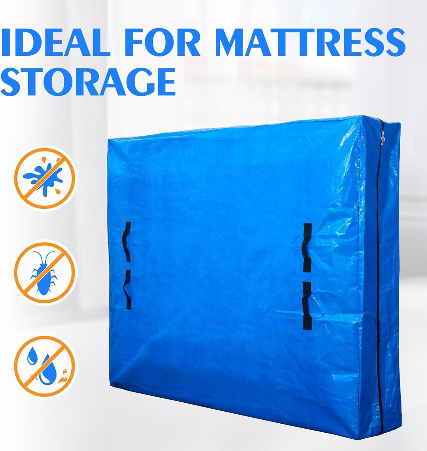 BN-LINK Queen Size Mattress Moving Bag, Heavy-Duty Waterproof Storage Cover with 8 Reinforced Handles and Zipper (Blue, 82 in x 63 in x 15 in) vbiu7