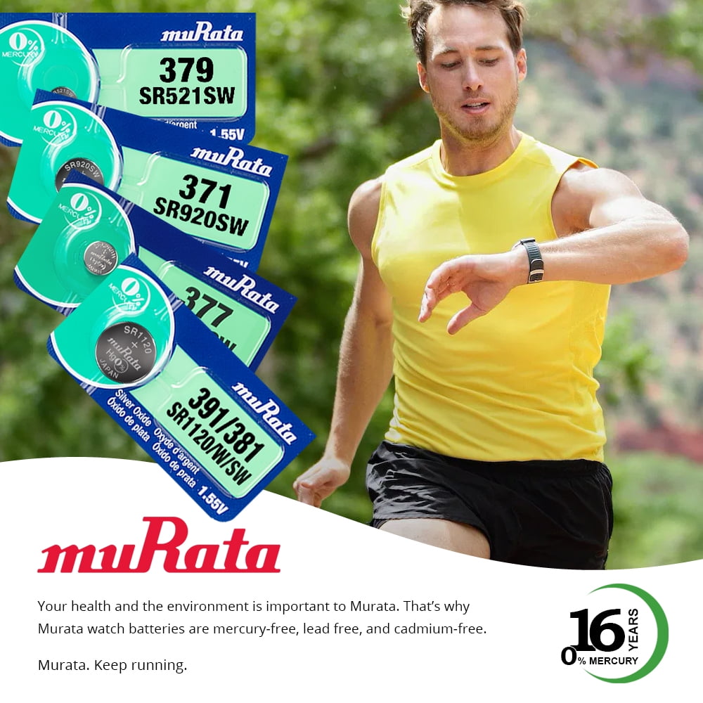 Murata Power Solutions 377 SR626SW Silver Oxide Watch Battery (Silver, 5 Pack) 0dewo