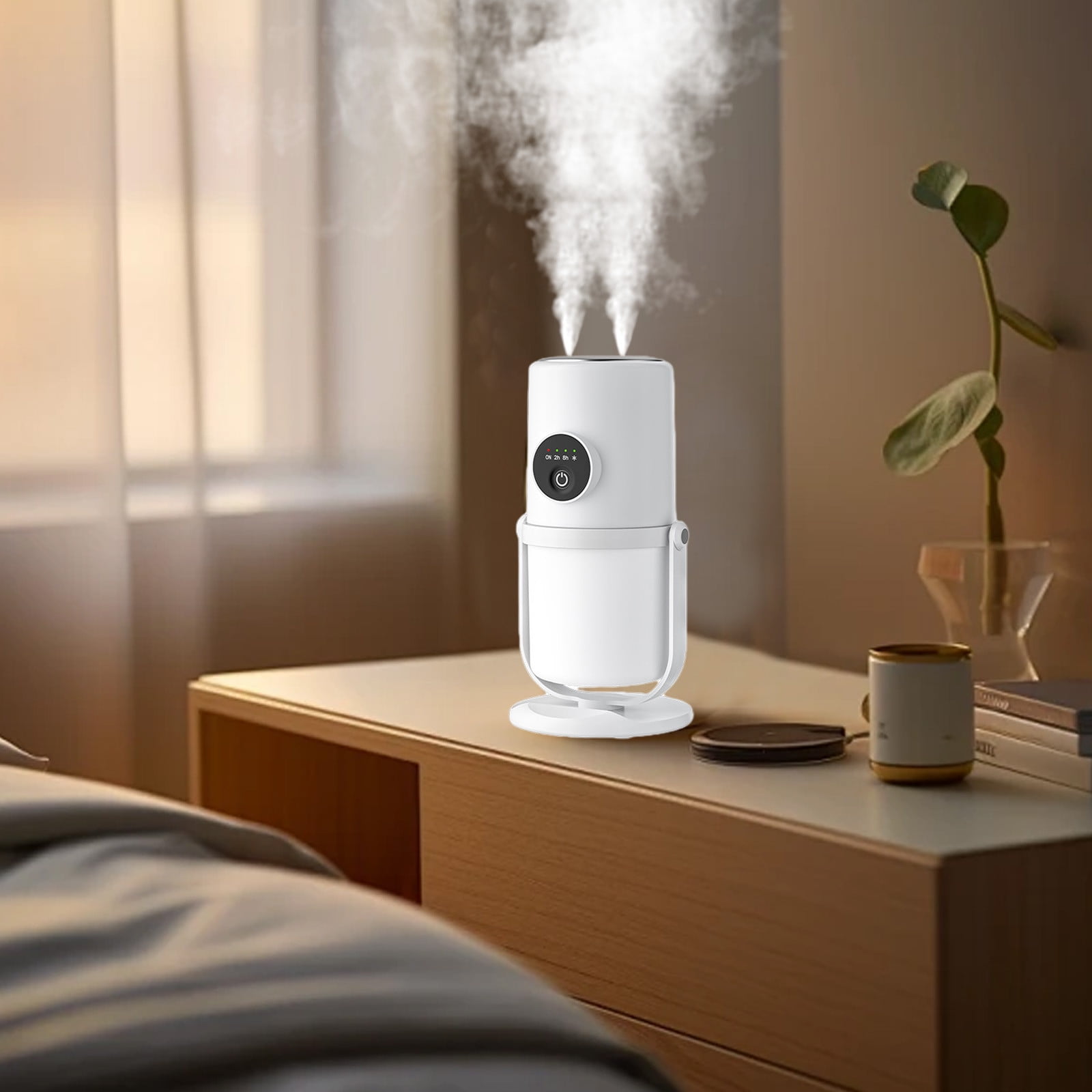 DWSHUM Cool Mist Humidifier for Bedroom and Nursery, Quiet Ultrasonic Desktop Air Diffuser (White, 9.47 fl oz) 53h2i