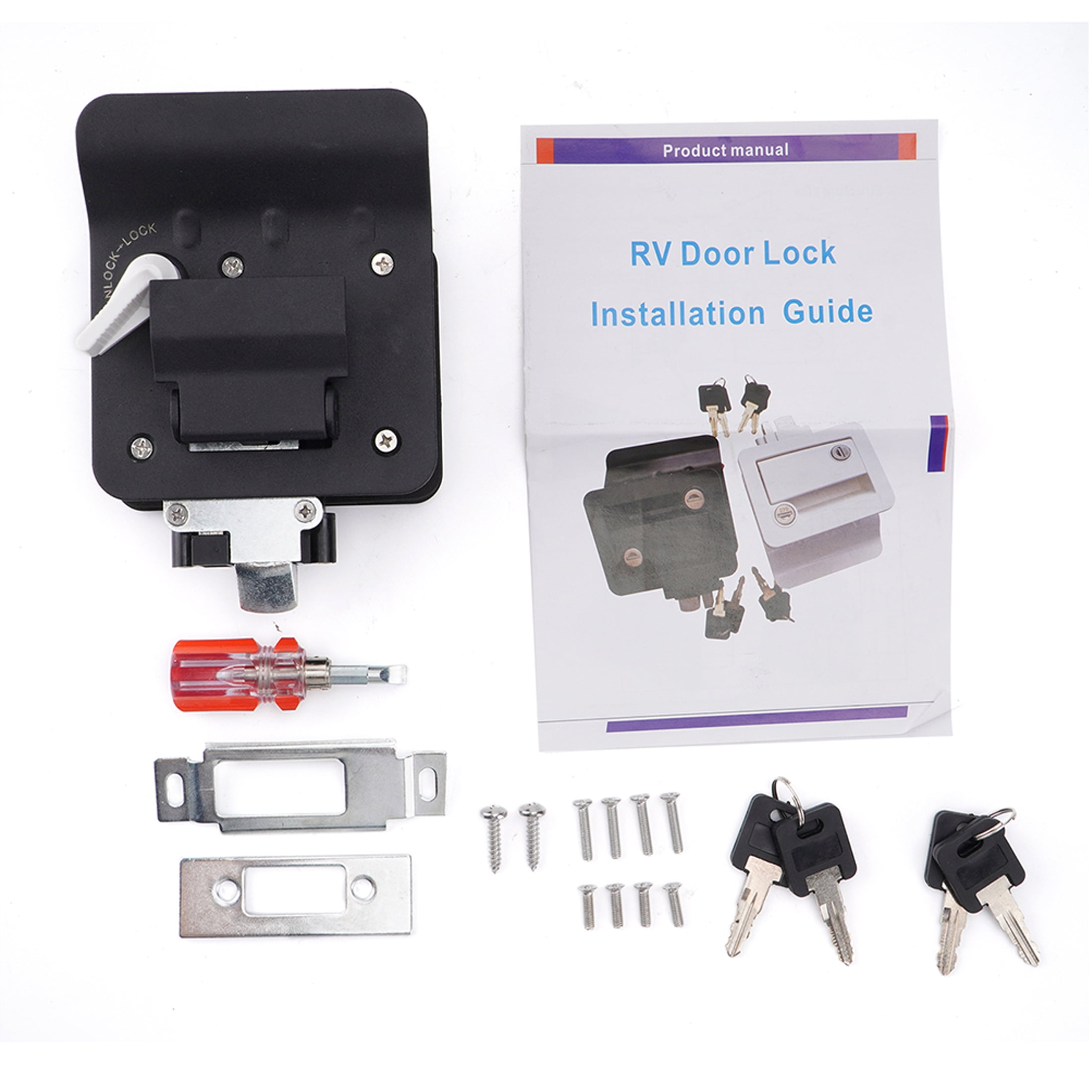 B4B BANG 4 BUCK RV Entry Door Lock with Paddle Deadbolt (Black, 1.25 in to 1.5 in Door Thickness) x4vzm