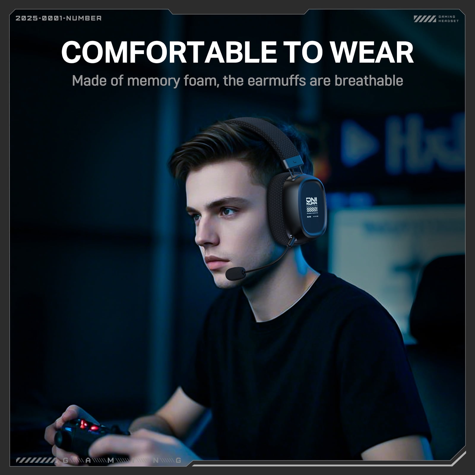 UVQYC Wireless Gaming Headset, 2.4G Bluetooth Surround Sound Headphones with Detachable Noise Canceling Mic (Black, 6.2 oz) dor9r