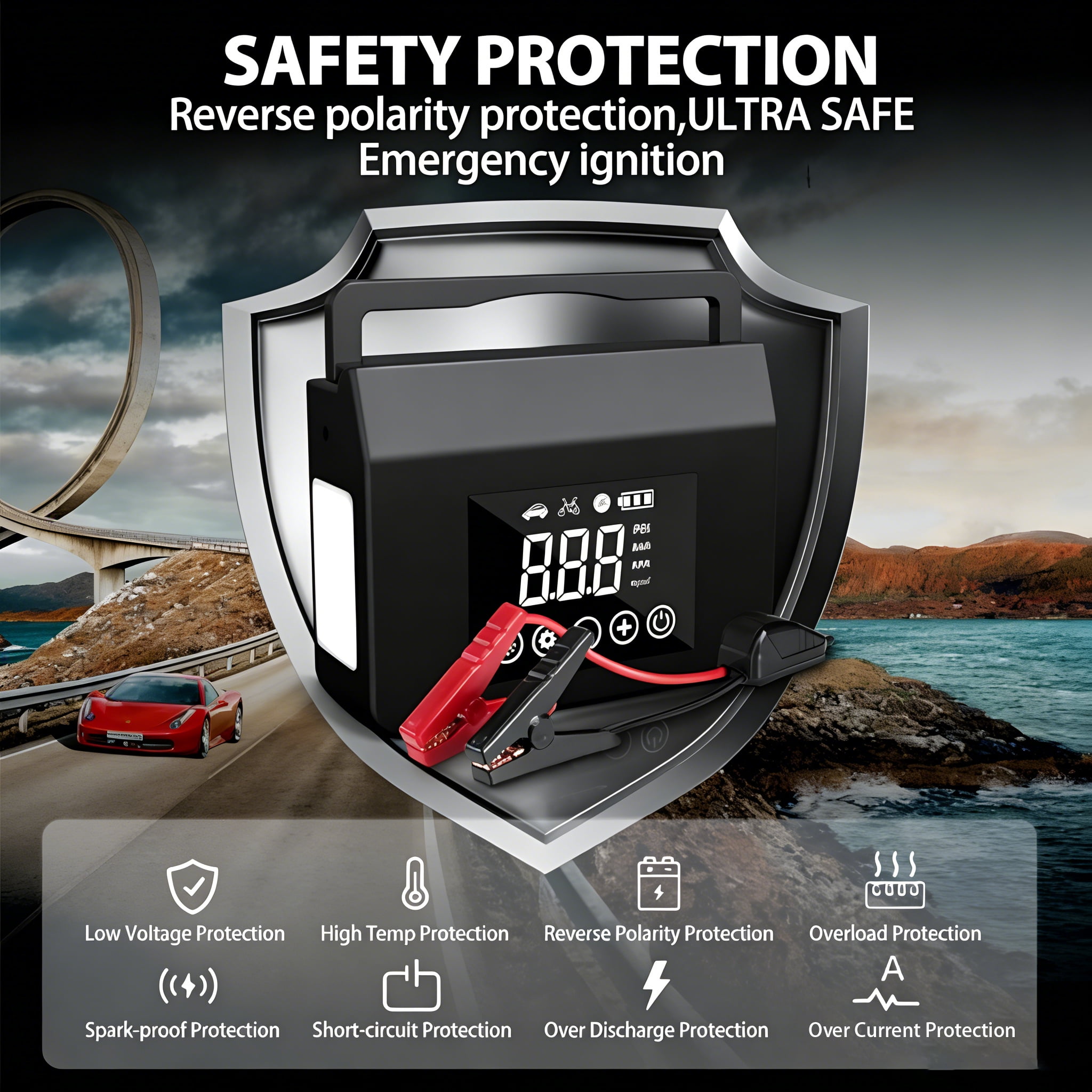 Gegaibe Portable Car Jump Starter with Air Compressor (4000A, Black) qtvc1