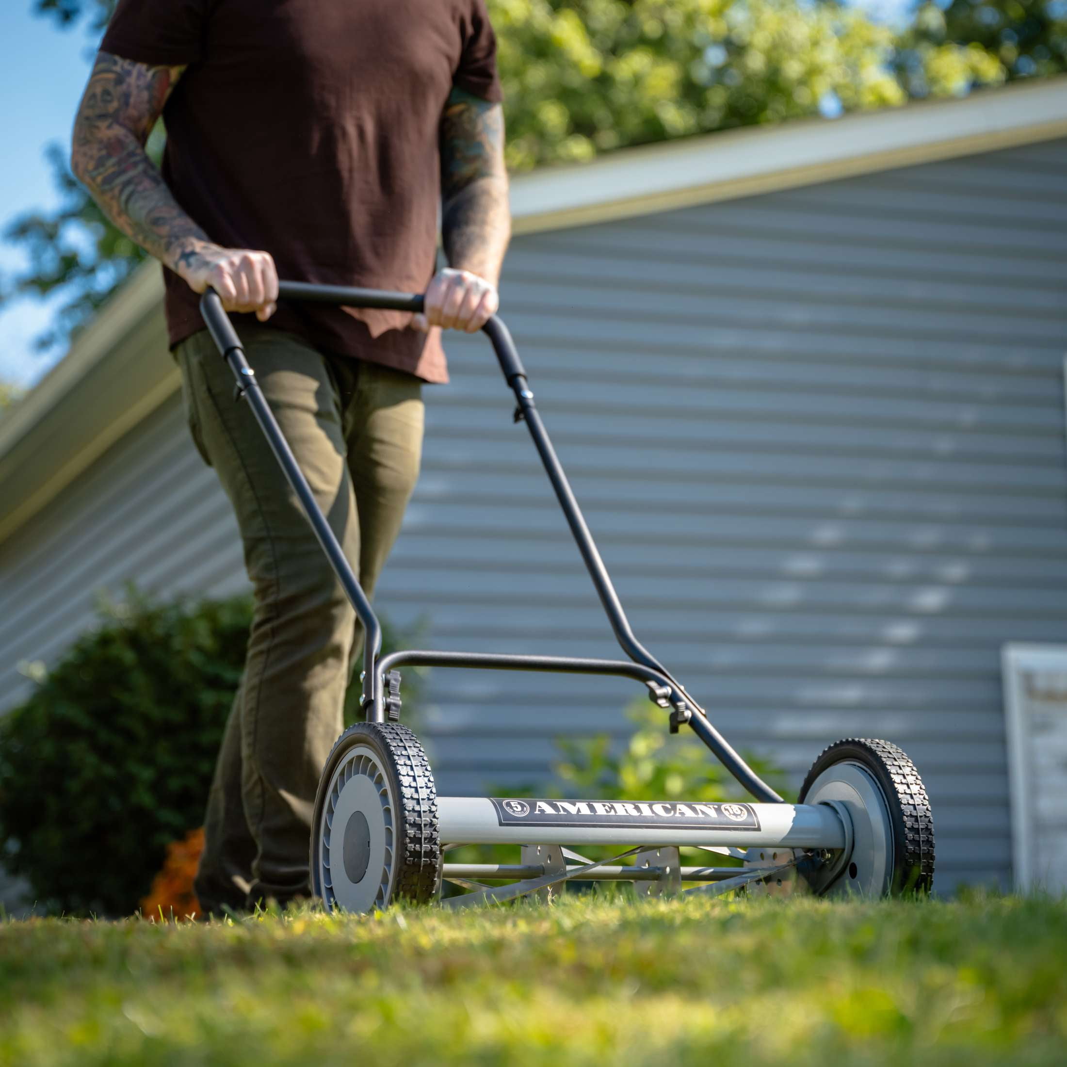 American Lawn Mower 1815-18 Push Reel Mower (Blue, 18 in) pmhhd