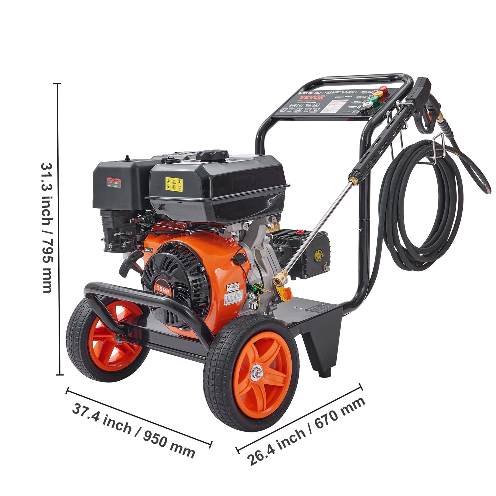 SKYSHALO 4400 PSI 4.0 GPM Gas Pressure Washer with 50 ft Hose and 5 Nozzles (4400 PSI, 4.0 GPM) vaep1