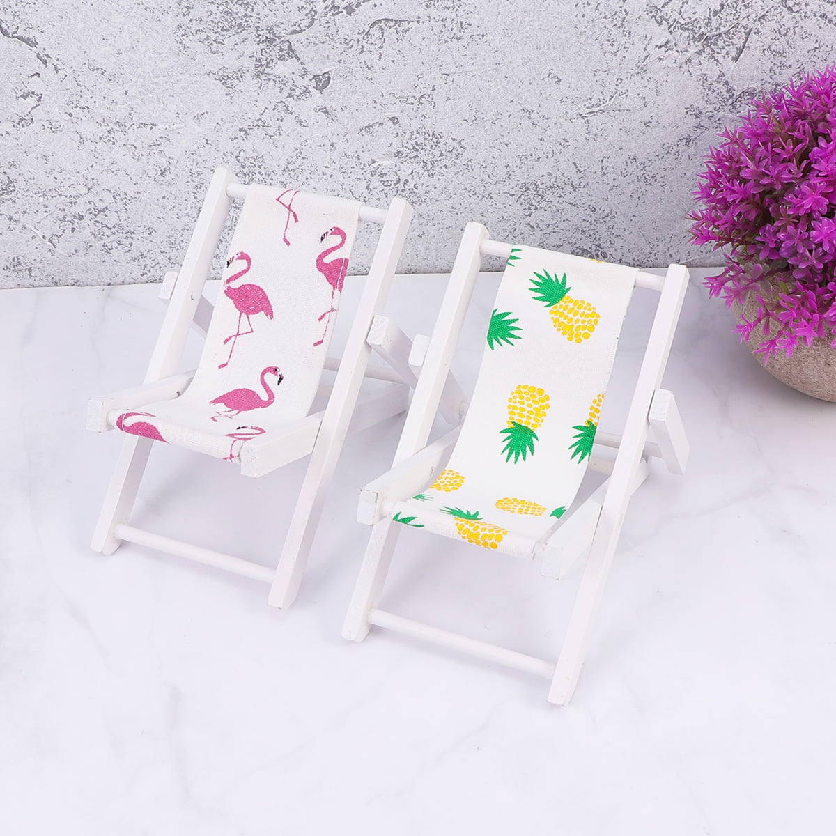 Masteelf Mini Wood Beach Chair Phone Holder Set for Kids Party Decor (White, 2 Pcs) ry6g2