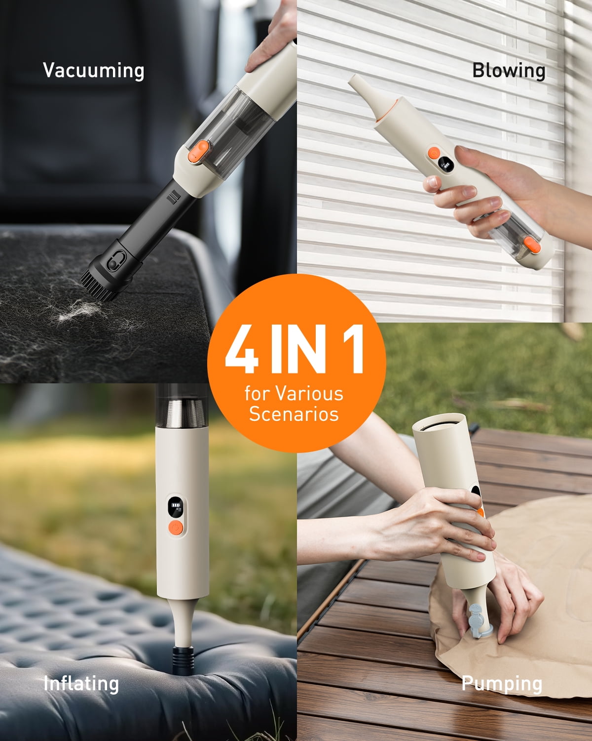 AUXITO Cordless Handheld Car Vacuum Cleaner, High Power Portable Auto Interior Detailer (White, 1 lb) 8xc1b