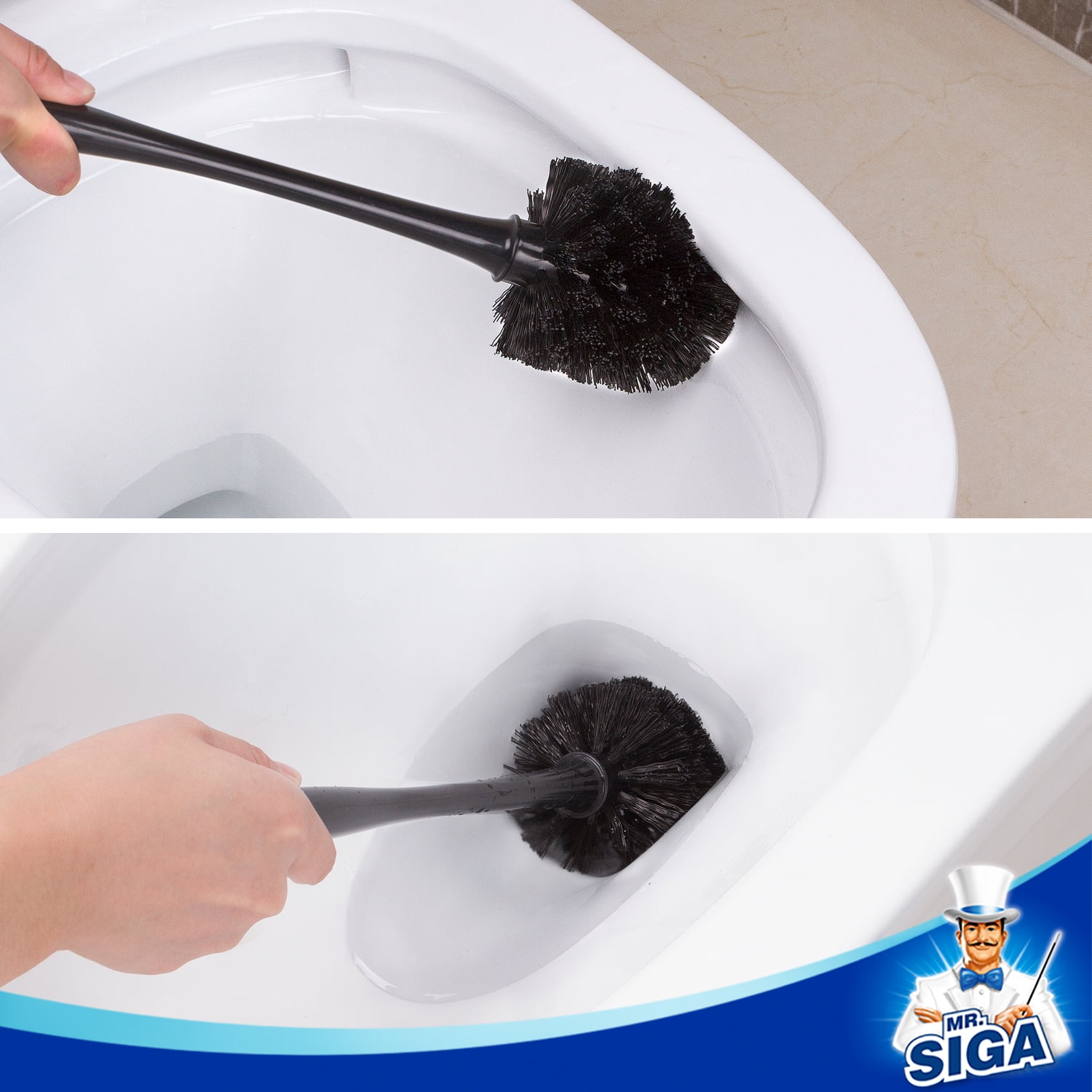 MR.SIGA Toilet Plunger and Bowl Brush Combo, Heavy-Duty Bathroom Cleaning Set (Black, 18.1 in) rdifx