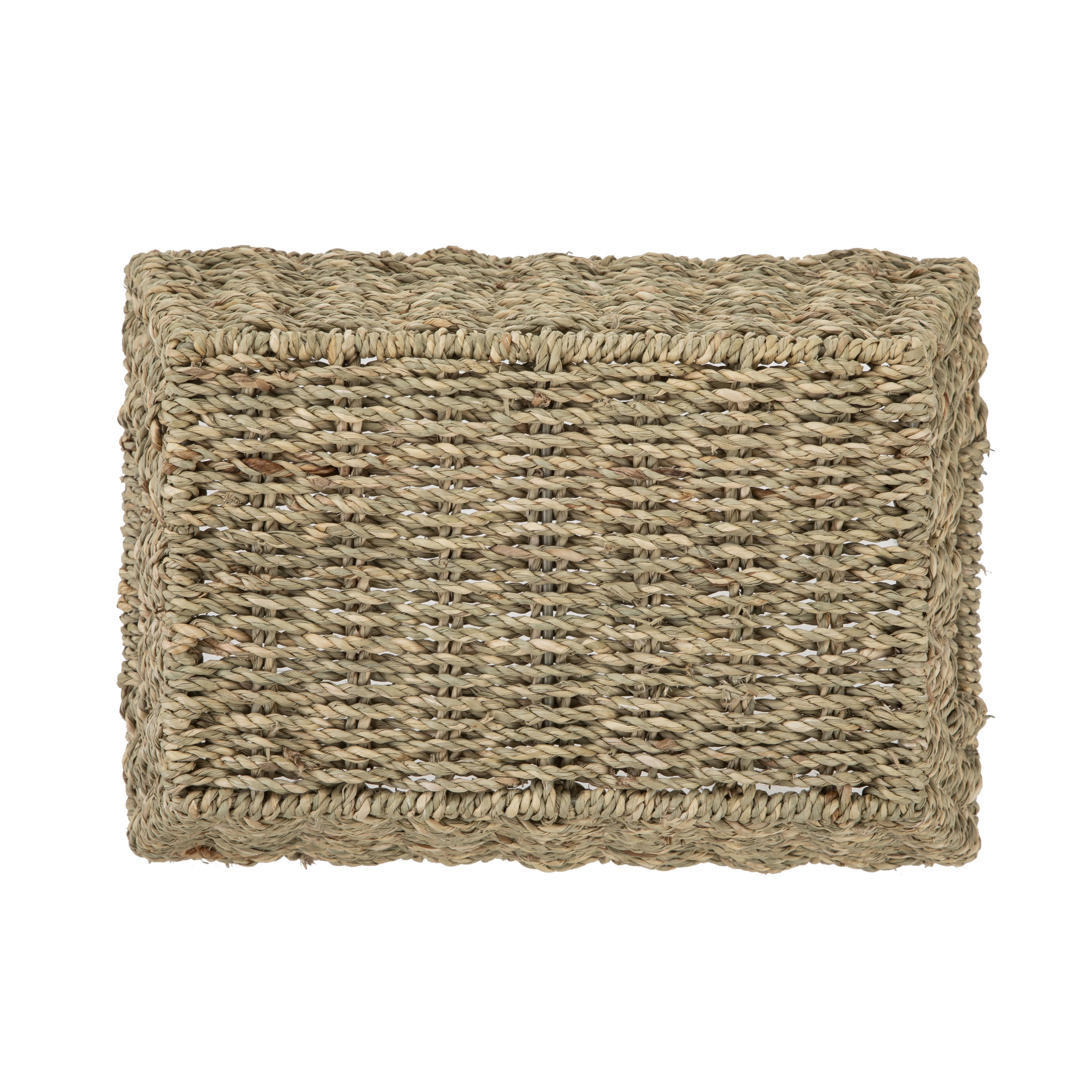 Mainstays Natural Handwoven Seagrass Basket, Decorative Storage Organizer (Rectangle, 12 in x 8 in x 6 in) w3a0o