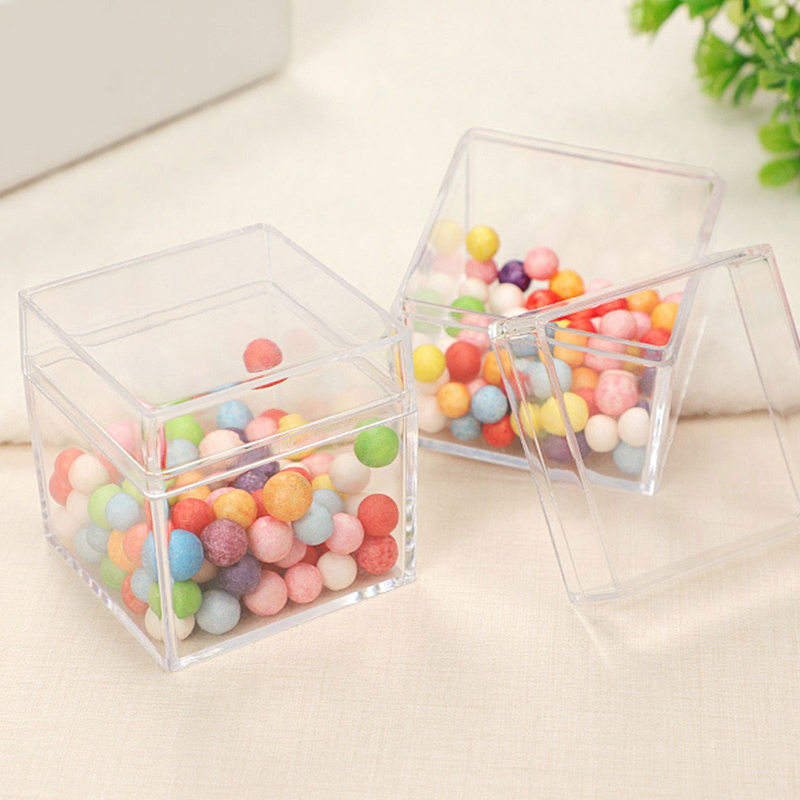 JingChun Transparent Square Storage Box with Lid for Jewelry and Candy (Clear, 12 Pack) naart