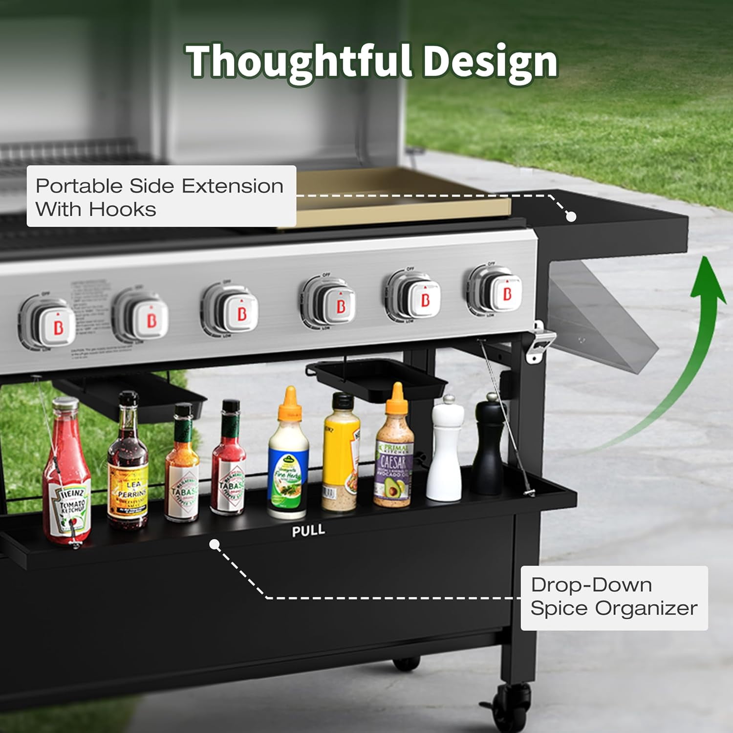 Brand Man 6-Burner Propane Gas Grill and Flat Top Griddle Combo with Stainless Steel Lids (Silver, 60,000 BTU) nh1hn
