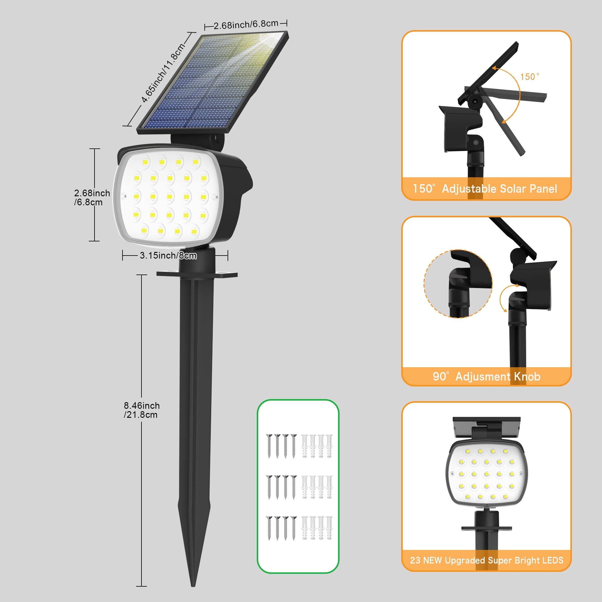 CHARKEE Solar Spot Lights Outdoor Waterproof LED Landscape Lighting (White, 4 Pack) ixmot