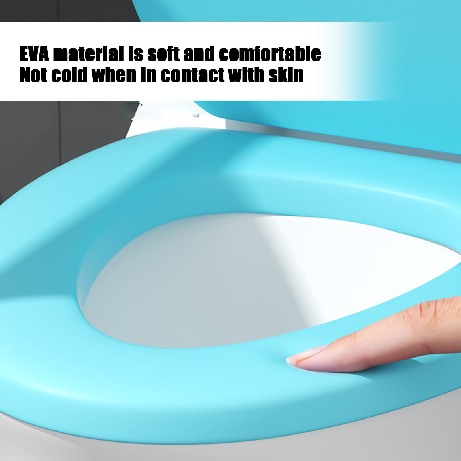 potrochi Soft Vinyl Toilet Seat, Comfort Foam Cushioning with Slow Close Lid (Blue, 18.11 in x 14.17 in) xwd6l