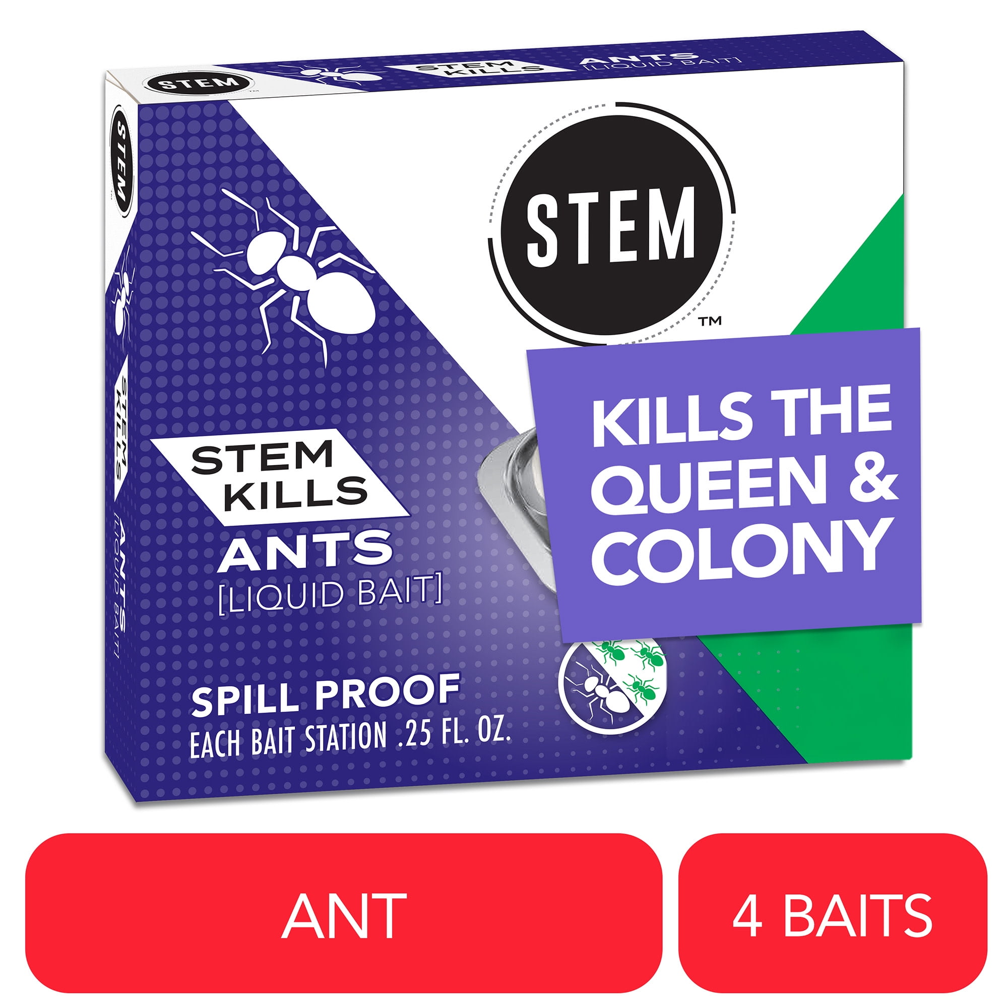 Stem Liquid Ant Killer Bait Stations (Spill-Proof, 4 Count) 61o4f