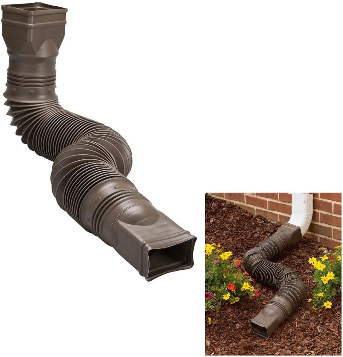 Amerimax Vinyl Downspout Extension Gutter Connector (Brown, 25 in to 55 in) te02e