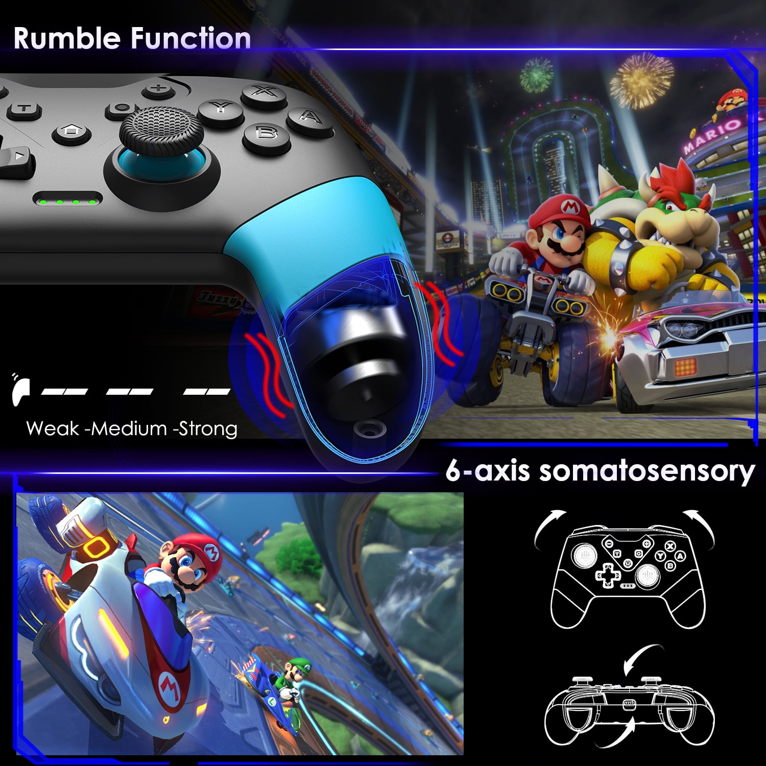 ZRZLMVP Wireless Pro Controller for Switch/OLED/Lite, Programmable Back Paddles, Turbo & 6-Axis Gyro (Black) sem9l