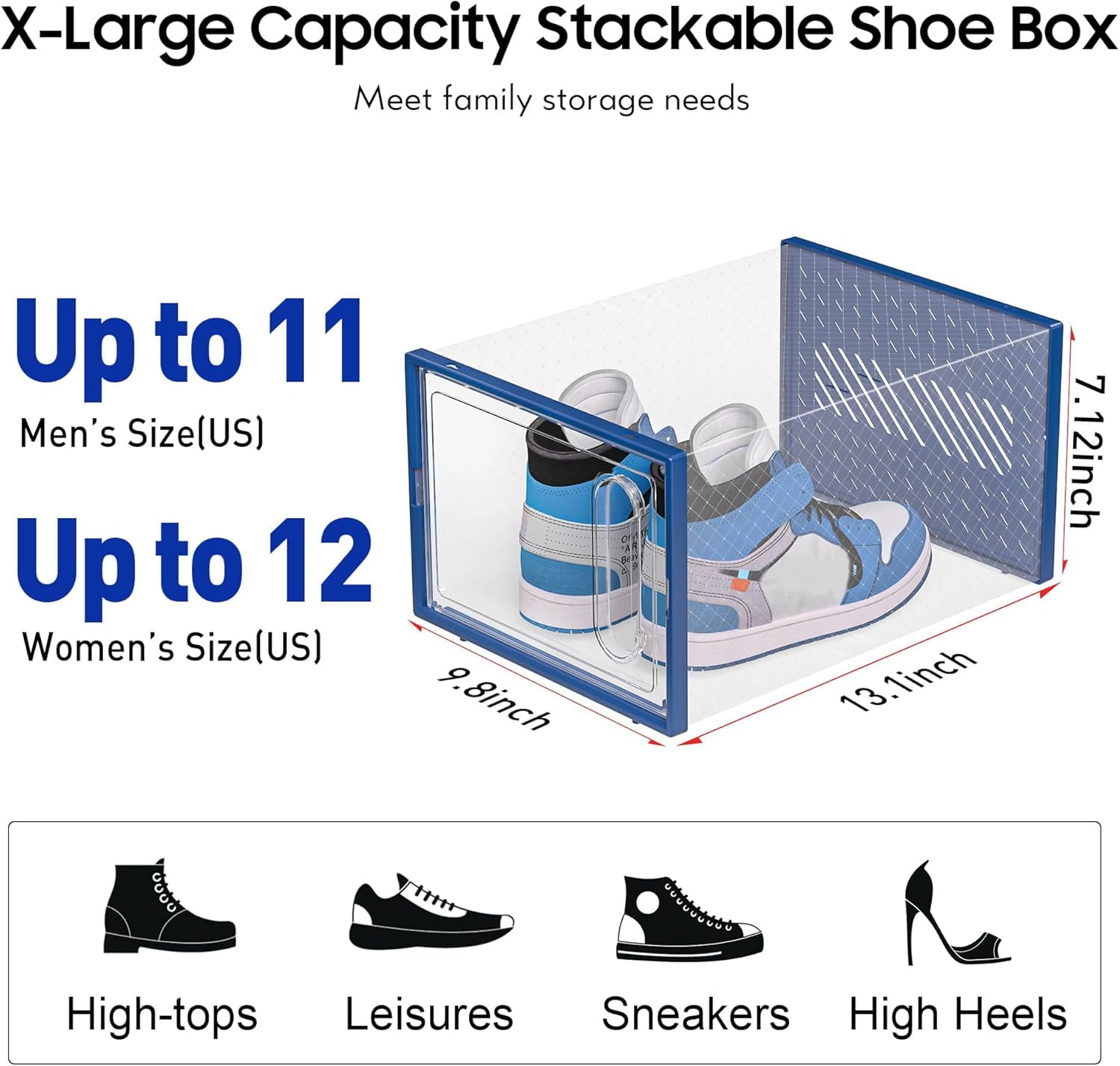 Generic Shoe Organizer Storage Box with Magnetic Door, Stackable Clear Plastic Sneaker Containers for Closet (Clear, 12 Pack, 13.1 in x 9.8 in x 7.1 in) r0w3i