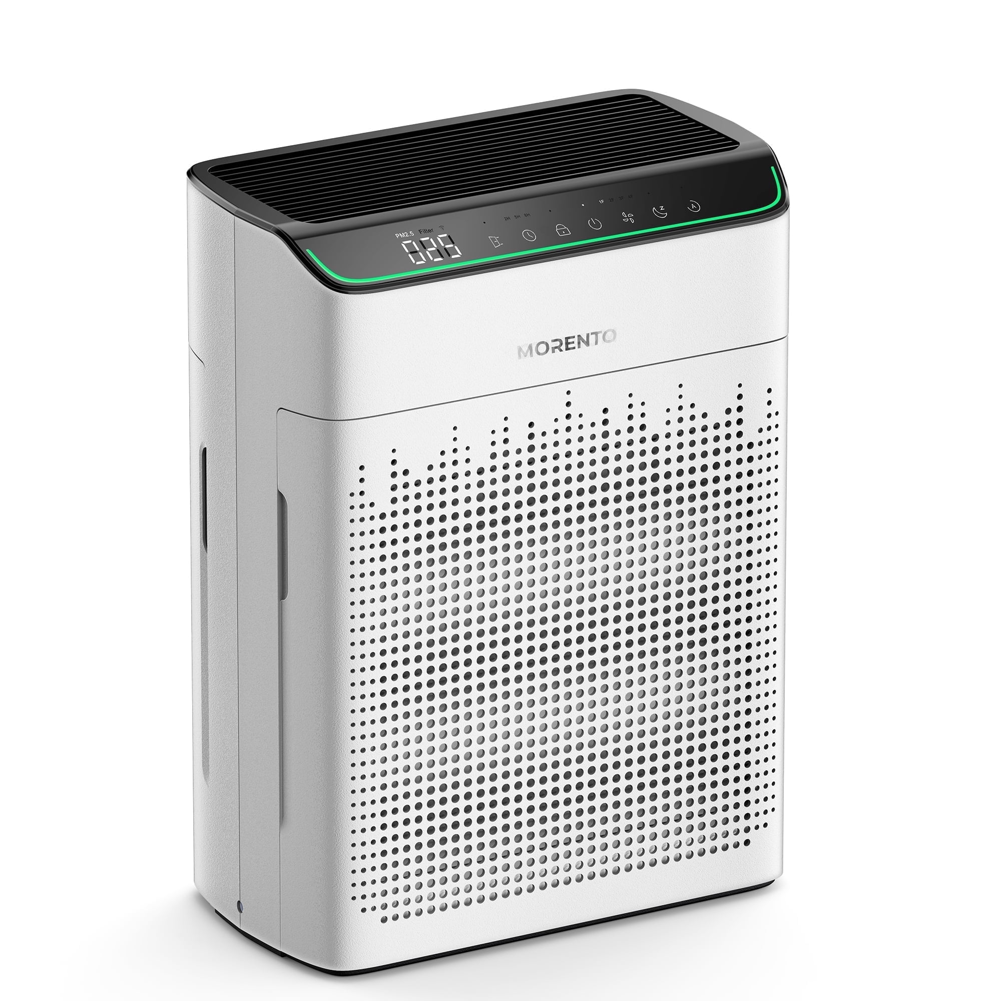 MORENTO Smart Air Purifier for Large Rooms, HEPA Filter for Smoke, Dust, and Pet Dander, Wi-Fi and Alexa Compatible (White, 1290 sq ft) owutf