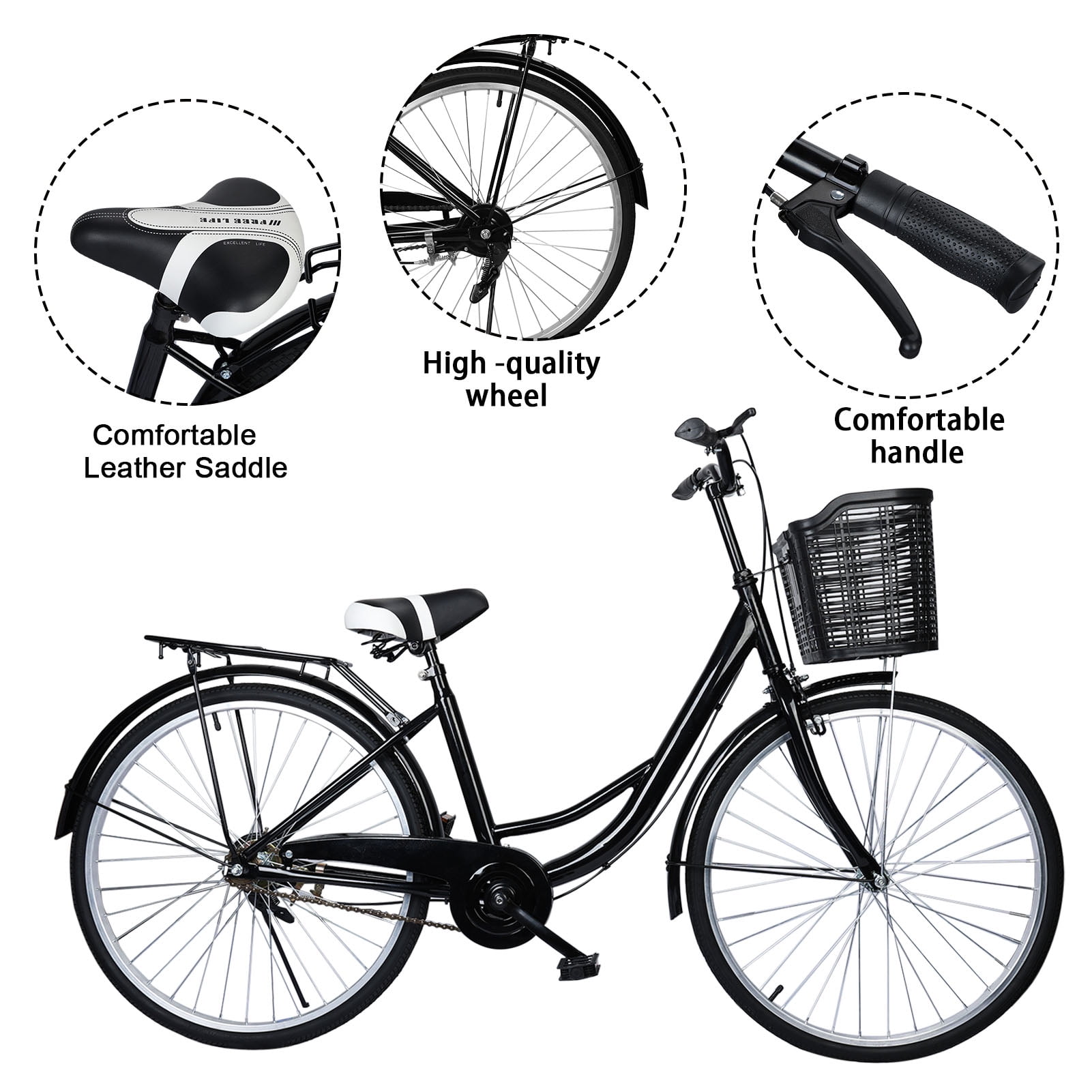 LA TALUS Adult Cruiser Bike with Basket (26 in) fp127