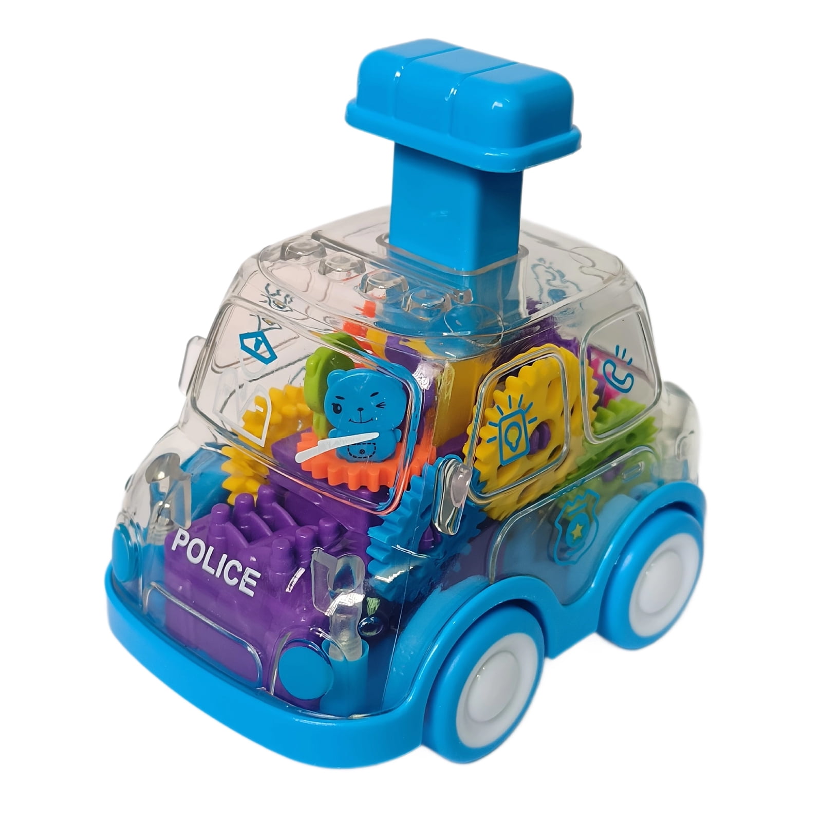 Tinn Toys Transparent Gear Powered Friction Toy Car (Clear, 6 in) cmi0j