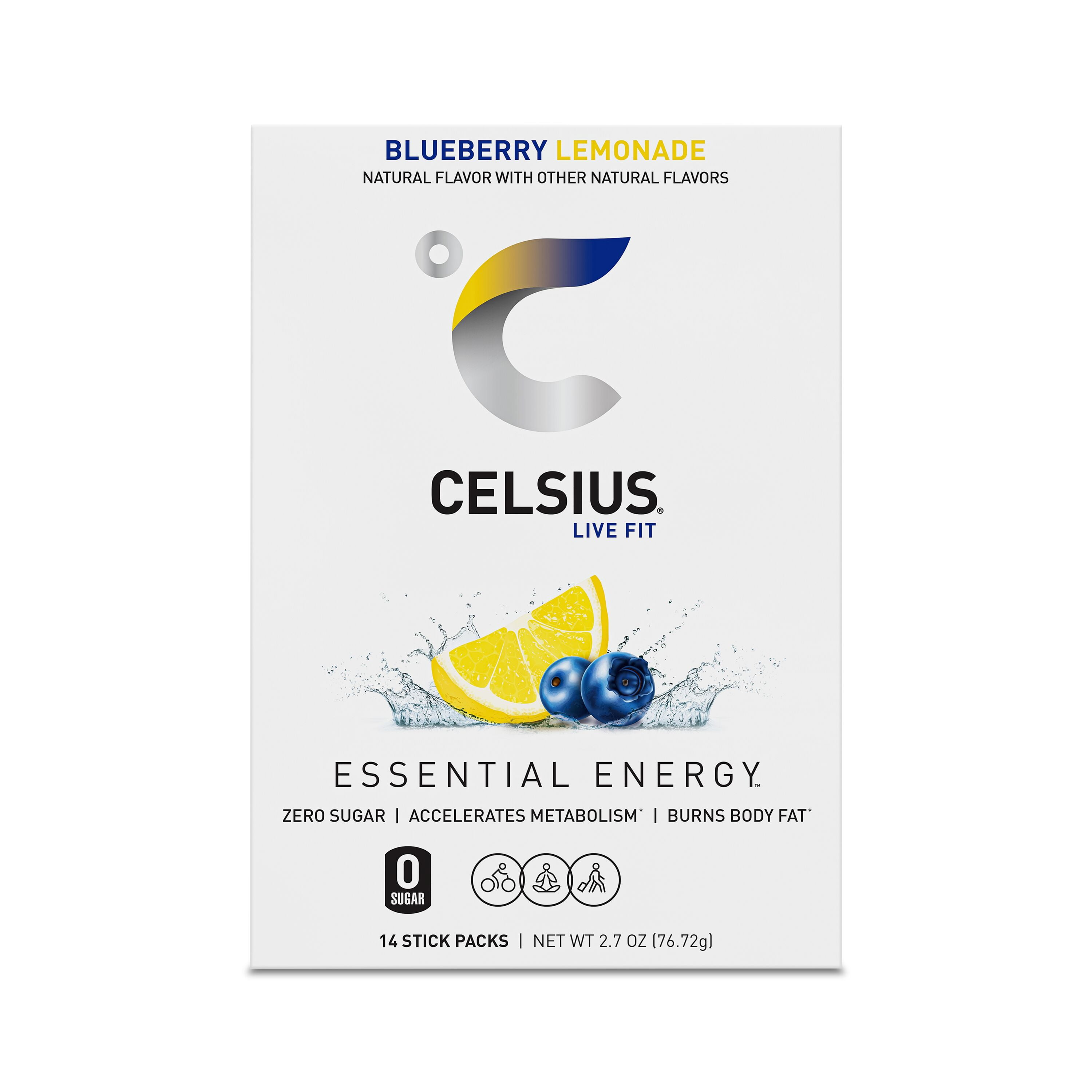 CELSIUS On The Go Energy Drink Mix, Blueberry Lemonade (14 Stick Pack) f6hgu