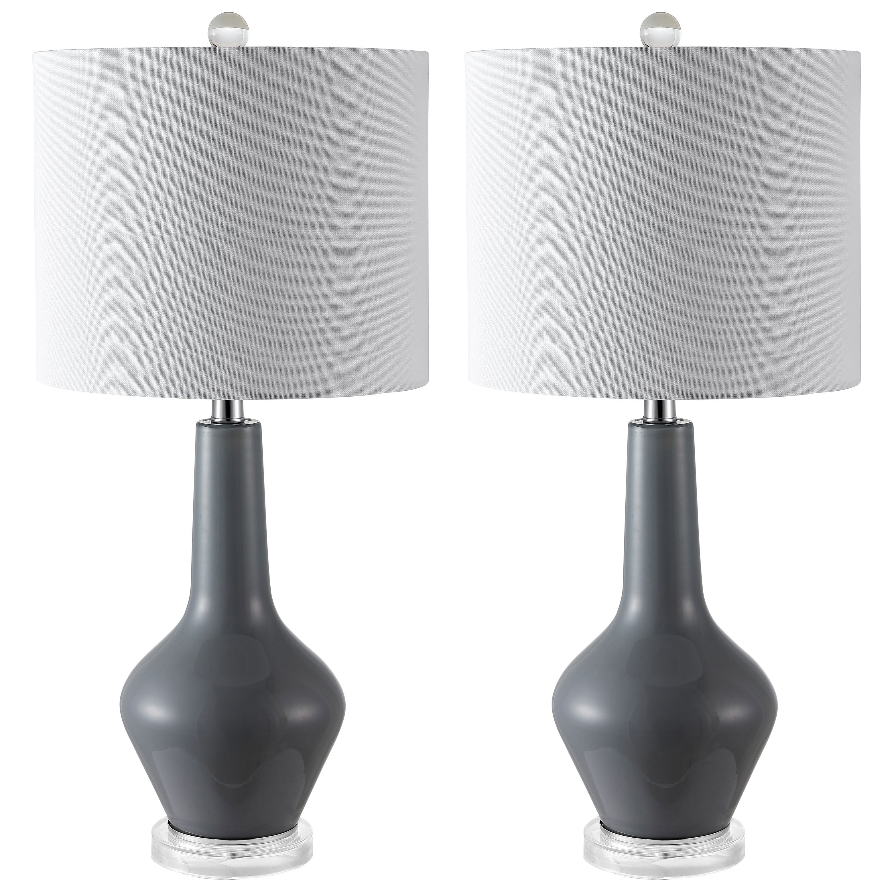 Safavieh Velor Modern Glass Table Lamp with LED Bulb (Smoked Grey, 24 in. H) jfd8i