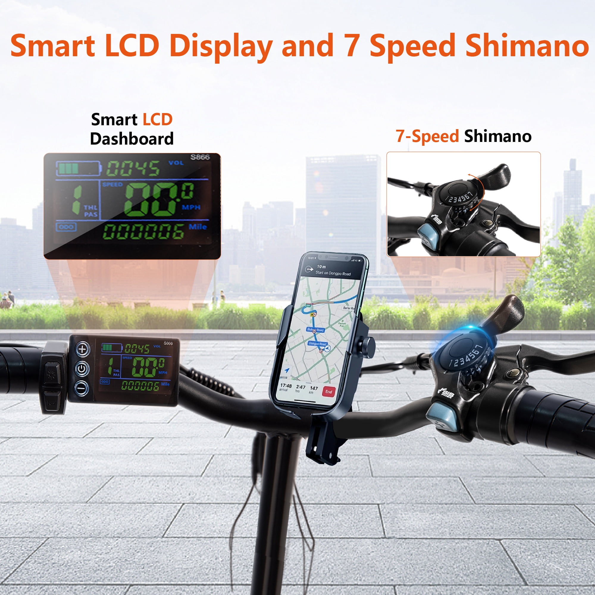 SYX MOTO Fat Tire Electric Bike for Adults, Foldable 350W Ebike with 7-Speed Gear System (Black, 20 in) gnqtl