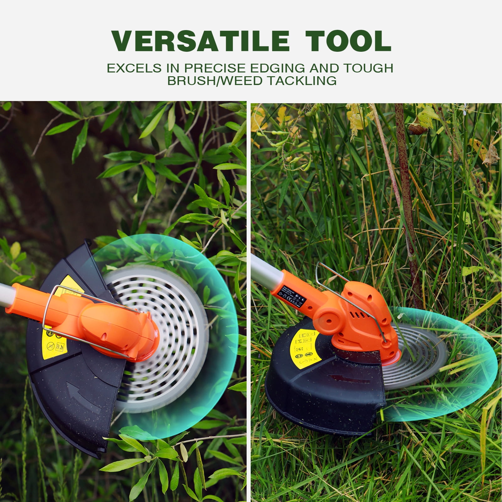 Ukoke 40V Cordless Grass Trimmer and Brush Cutter with Battery and Charger (Orange, 9.06 in Cutting Width) kcf98