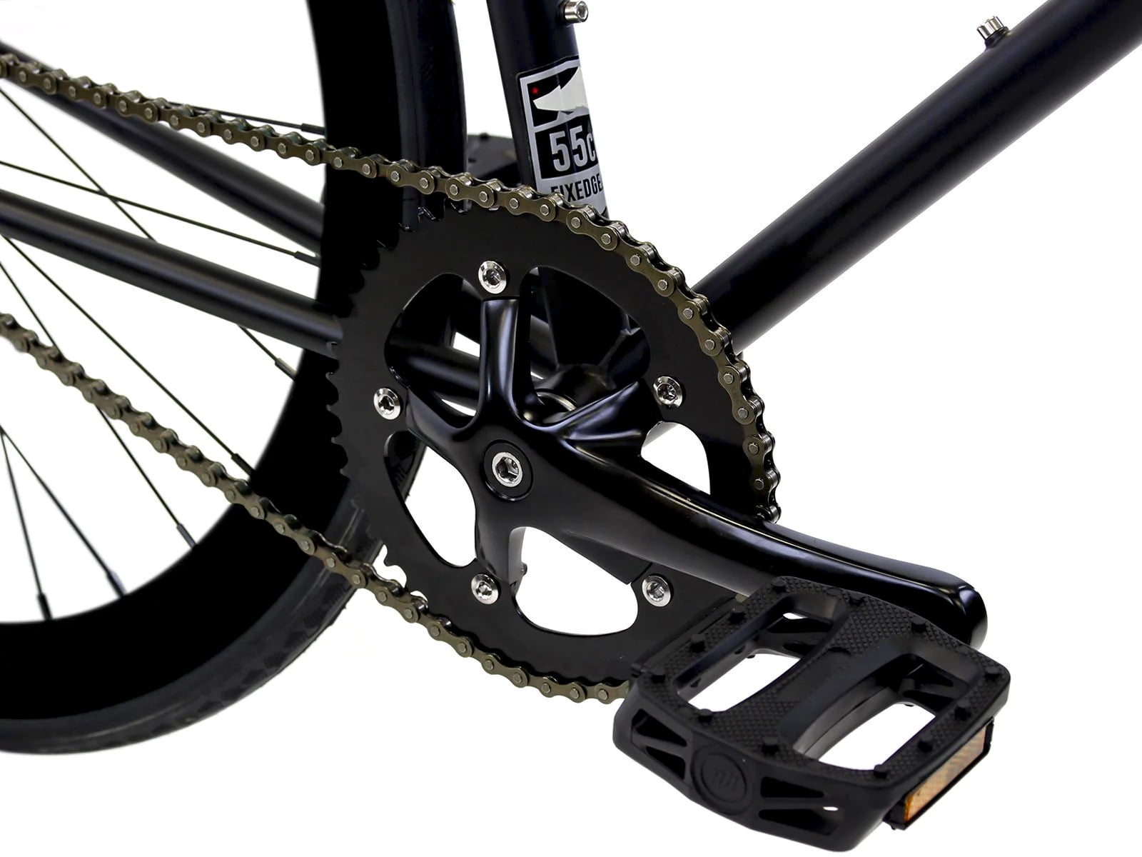 Golden Cycles Single Speed Fixie Bike, Lightweight Steel Frame with Flip-Flop Hub (Vader Black, 55 in) yvdew