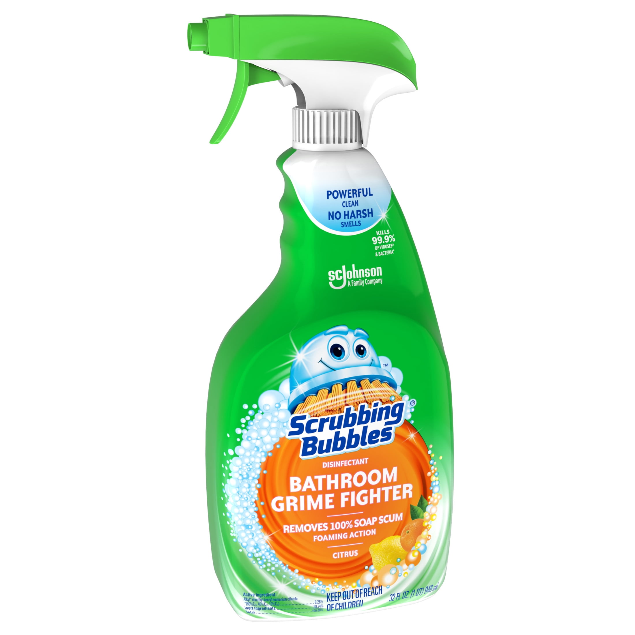 Scrubbing Bubbles Bathroom Grime Fighter Disinfectant Spray, Multi-Surface Cleaner (Citrus, 32 oz) y24yi