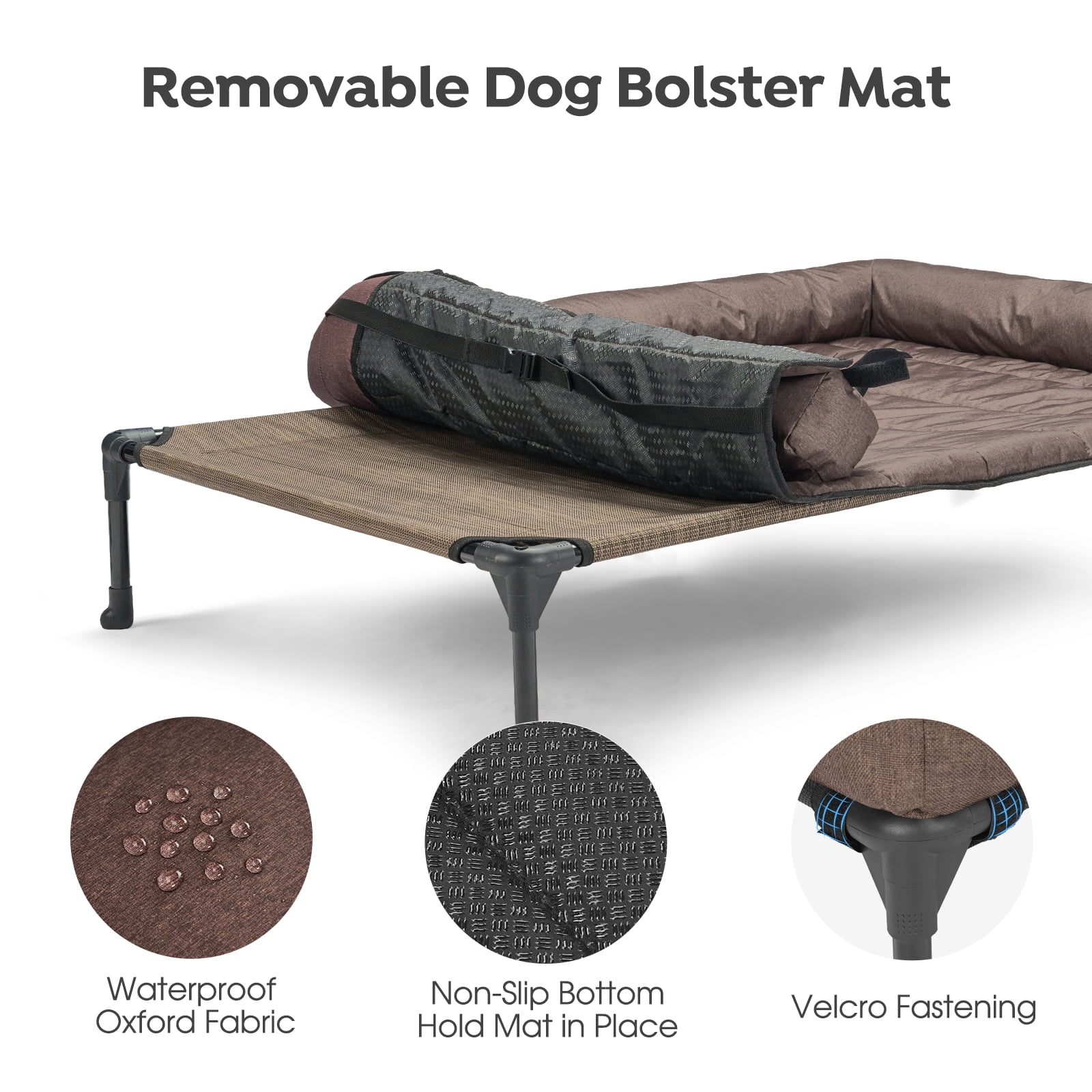 Veehoo Elevated Cooling Dog Bed with Waterproof Removable Pillow-Top Mat (Brown, Large) sypys