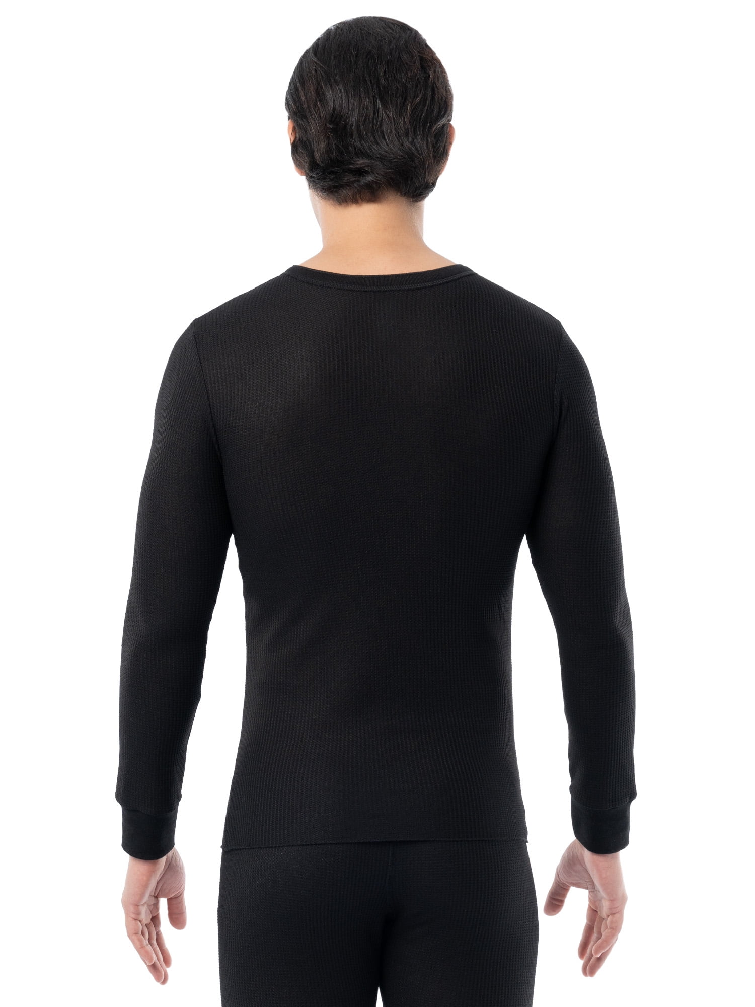 Fruit of the Loom Men's Thermal Waffle Crew Top (Black, 3-Pack) 0i5jn