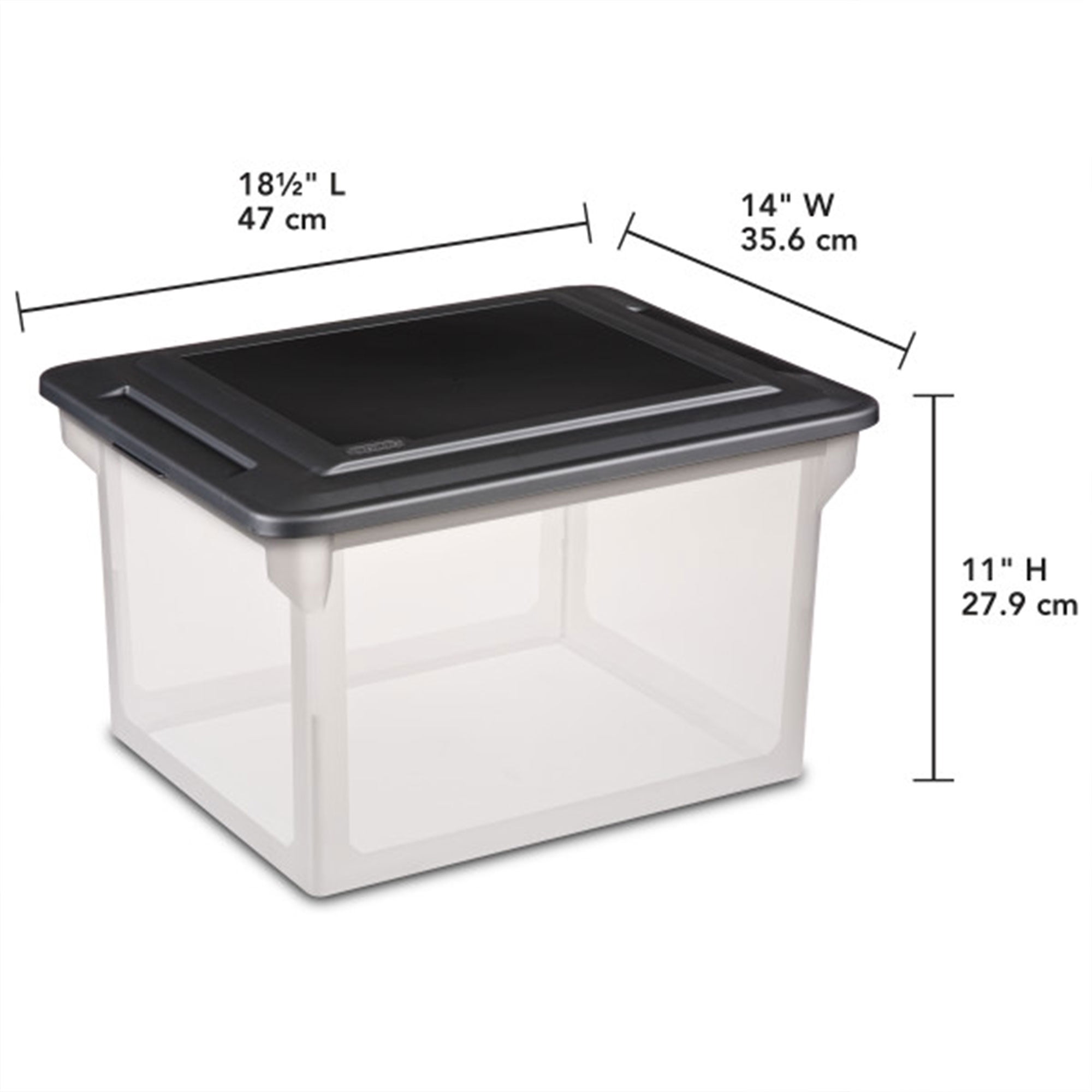 Sterilite Clear File Storage Box with Indexed Lid for Letter and Legal Folders (12 Pack, 18.5 in x 14 in x 11 in) qv9qx