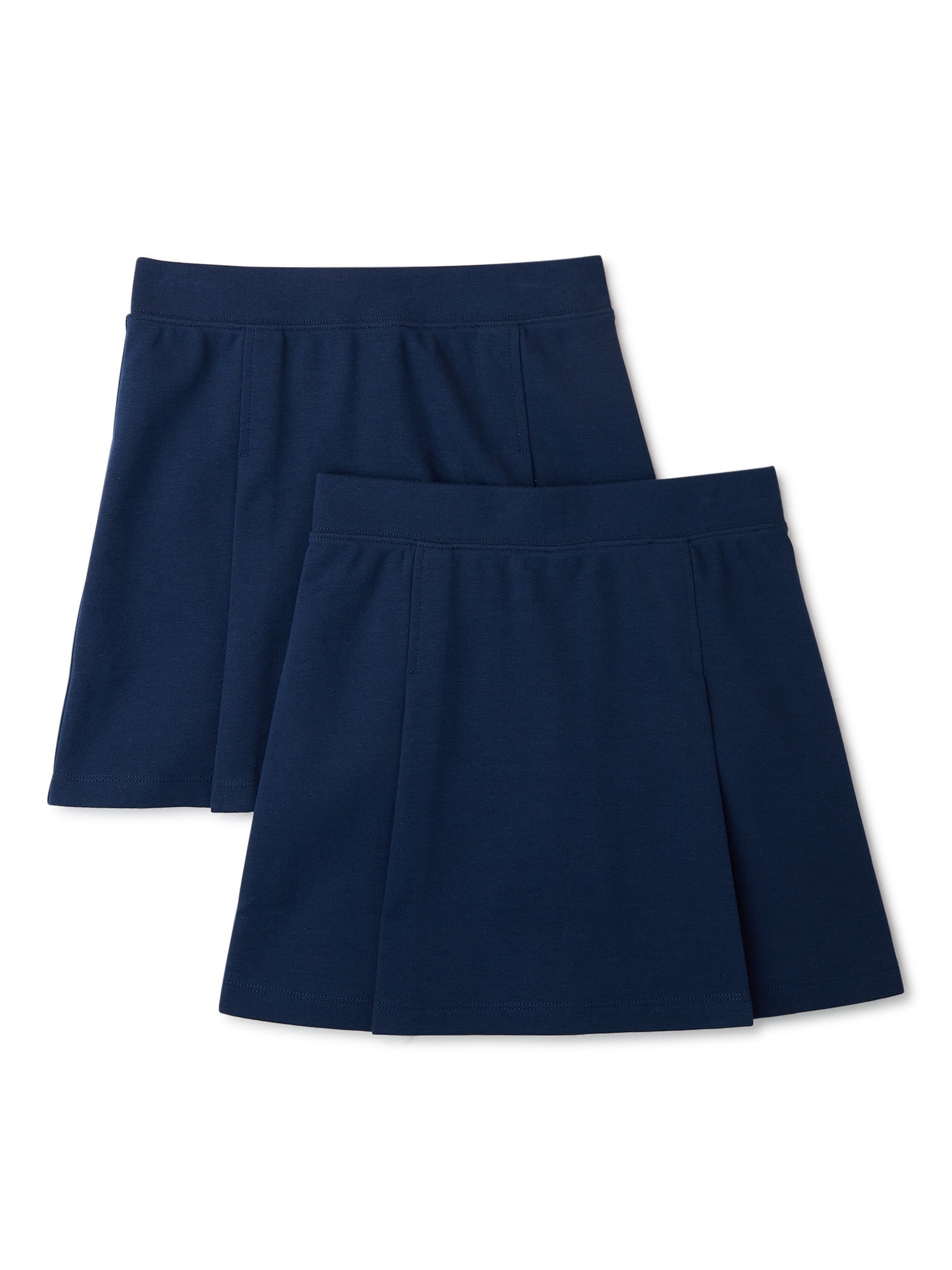 Wonder Nation Girls School Uniform Stretch Ponte Knit Scooter Skirt (Blue, 2-Pack) vy2t9