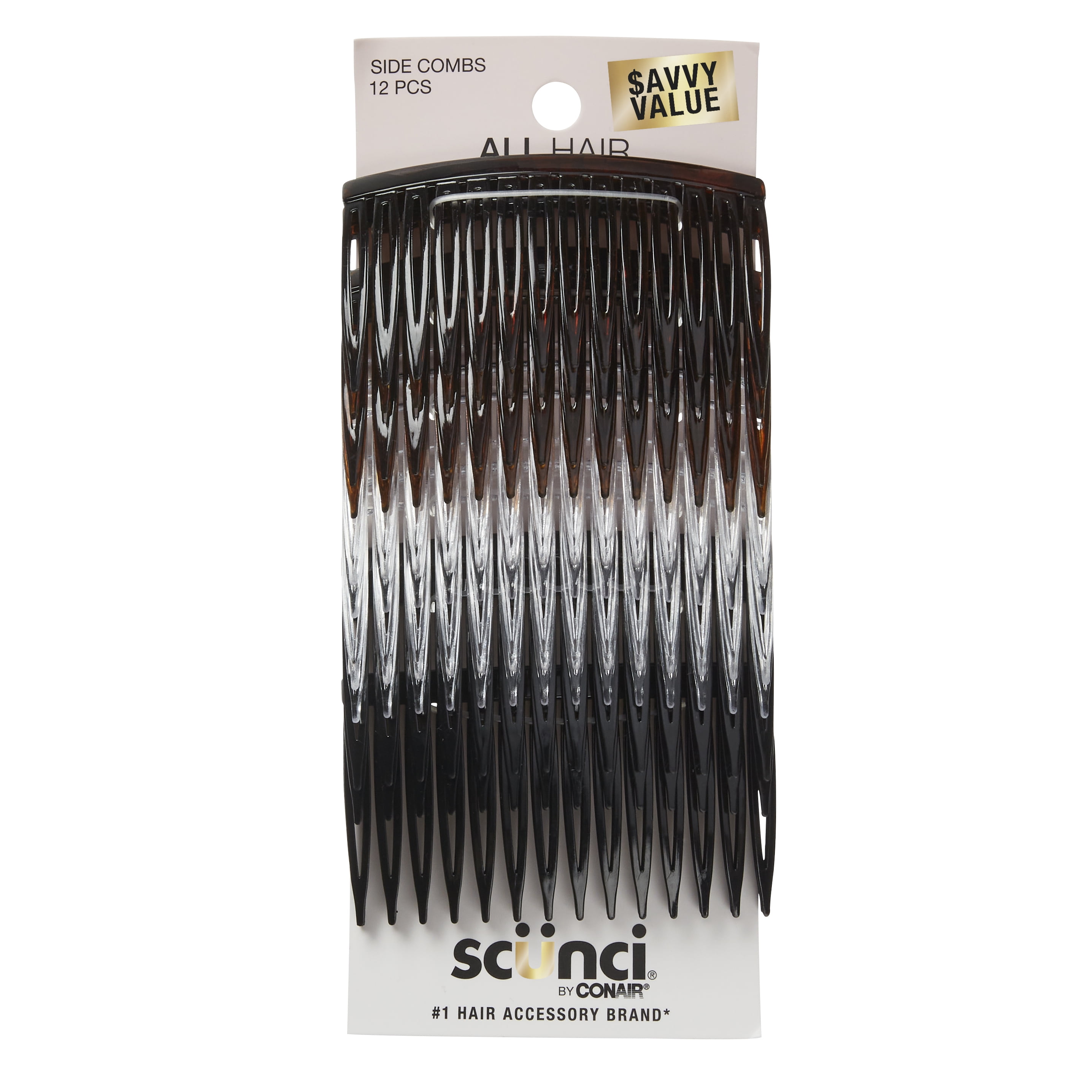 Scunci Plastic Side Hair Combs for Secure Updos and Styling (Multicolor, 12 Count) hemv8