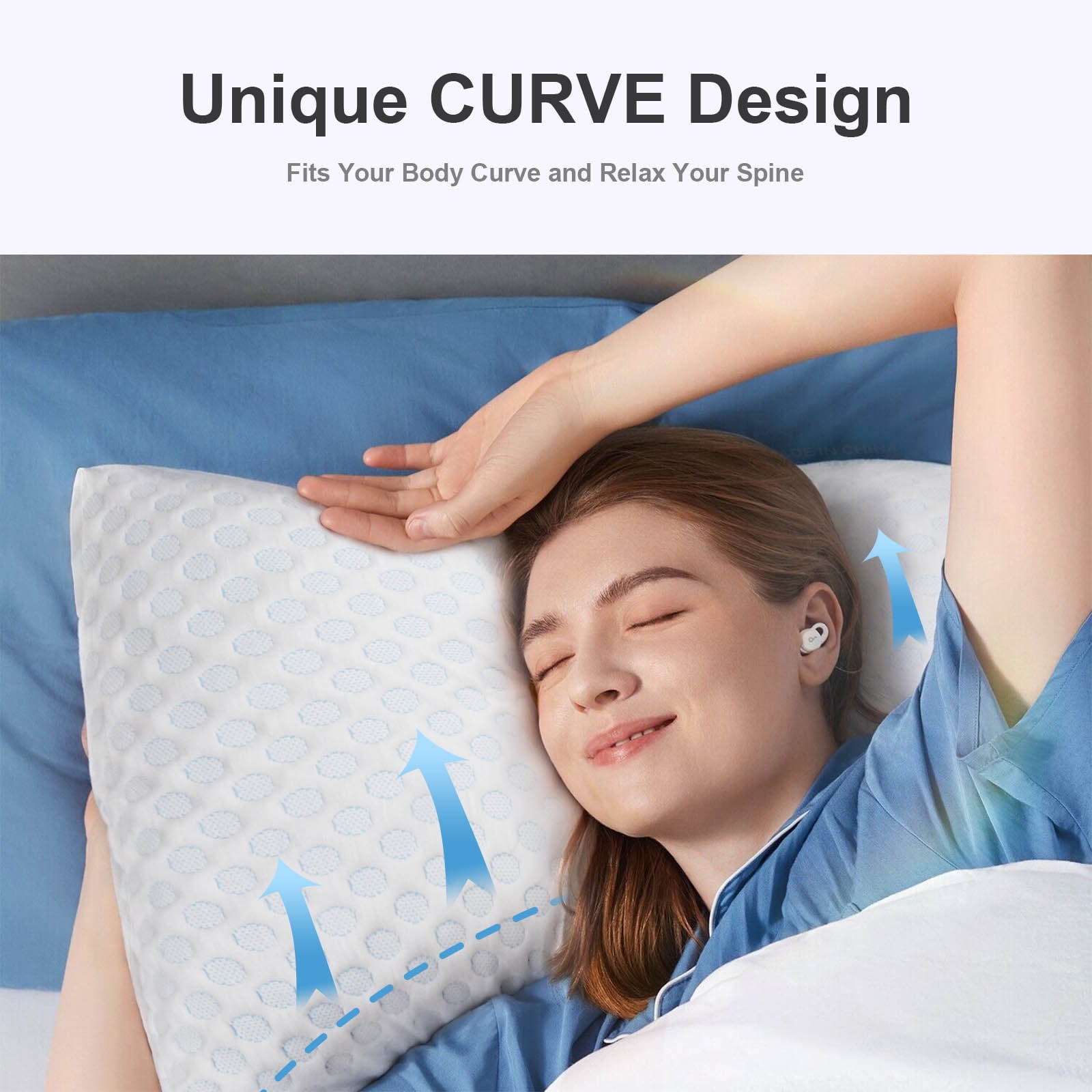 SORMAG Cooling Shredded Memory Foam Bed Pillow, Adjustable Firm Support for Side and Back Sleepers (White, Queen 20 in x 30 in) vxy54