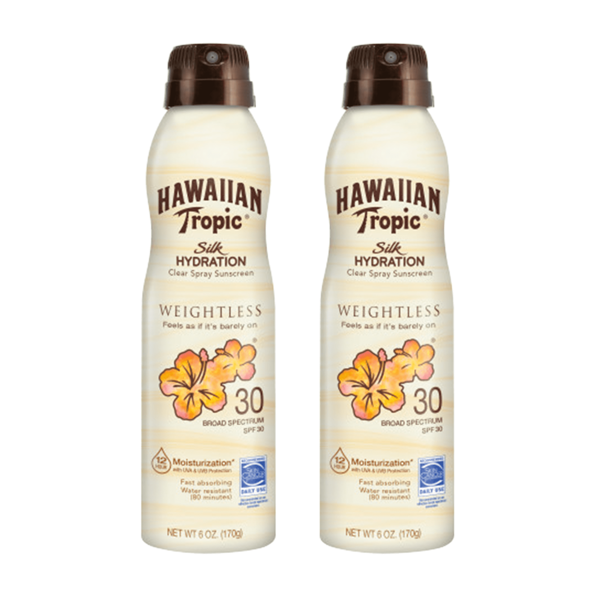 Hawaiian Tropic Silk Hydration Clear Mist Sunscreen SPF 30 (Clear, 12 oz, 2 Pack) in8hi