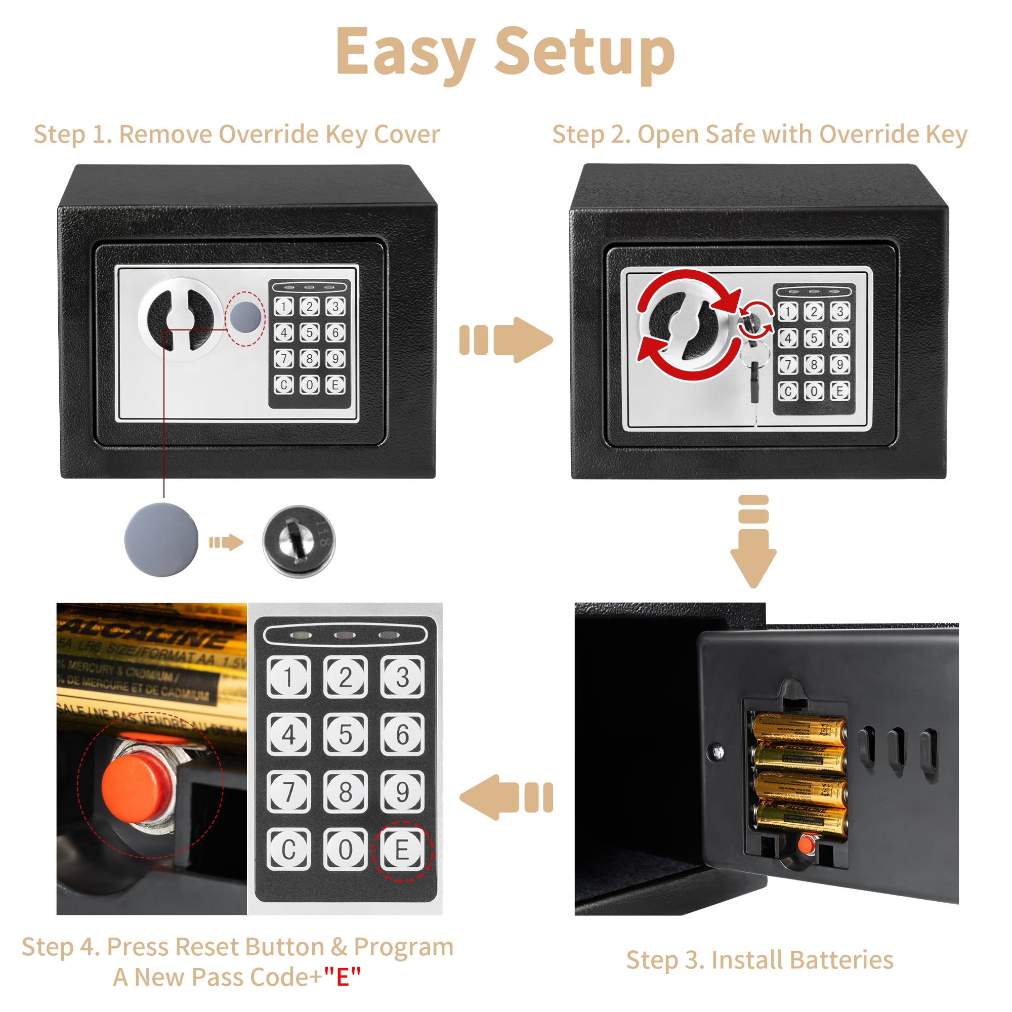 LOCKSWORTH Electronic Digital Safe Box for Home, Heavy-Duty Steel Security Lock Box with Fireproof Money Bag (Black, 0.25 Cubic Feet) 1aw2a