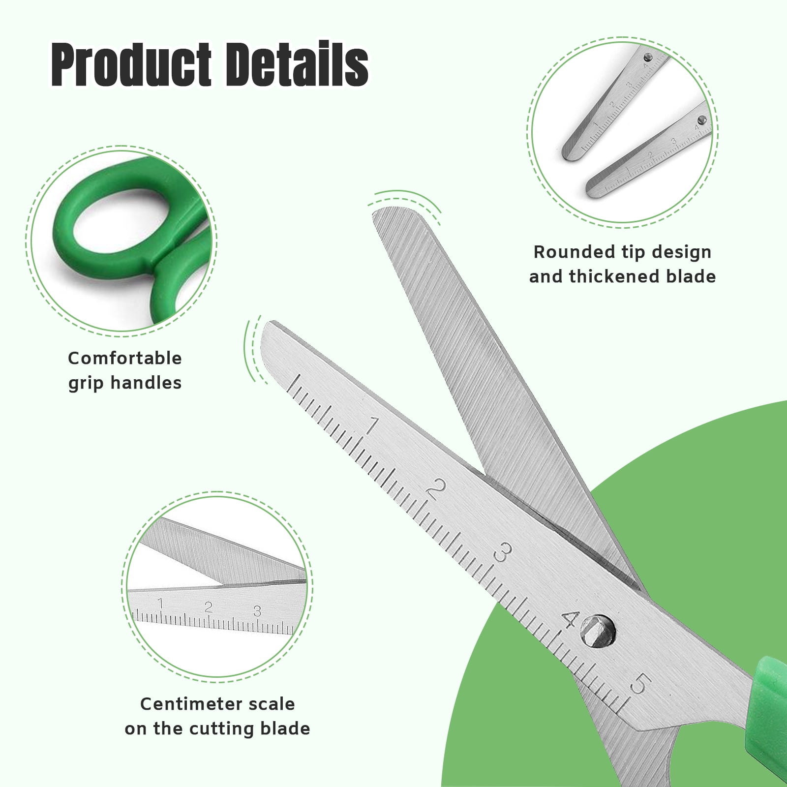 AGCAN Safety Scissors Bulk Pack, Blunt Tip Crafting Scissors with Measuring Scale (Assorted Colors, 25 Pack, 5 in) m0osu
