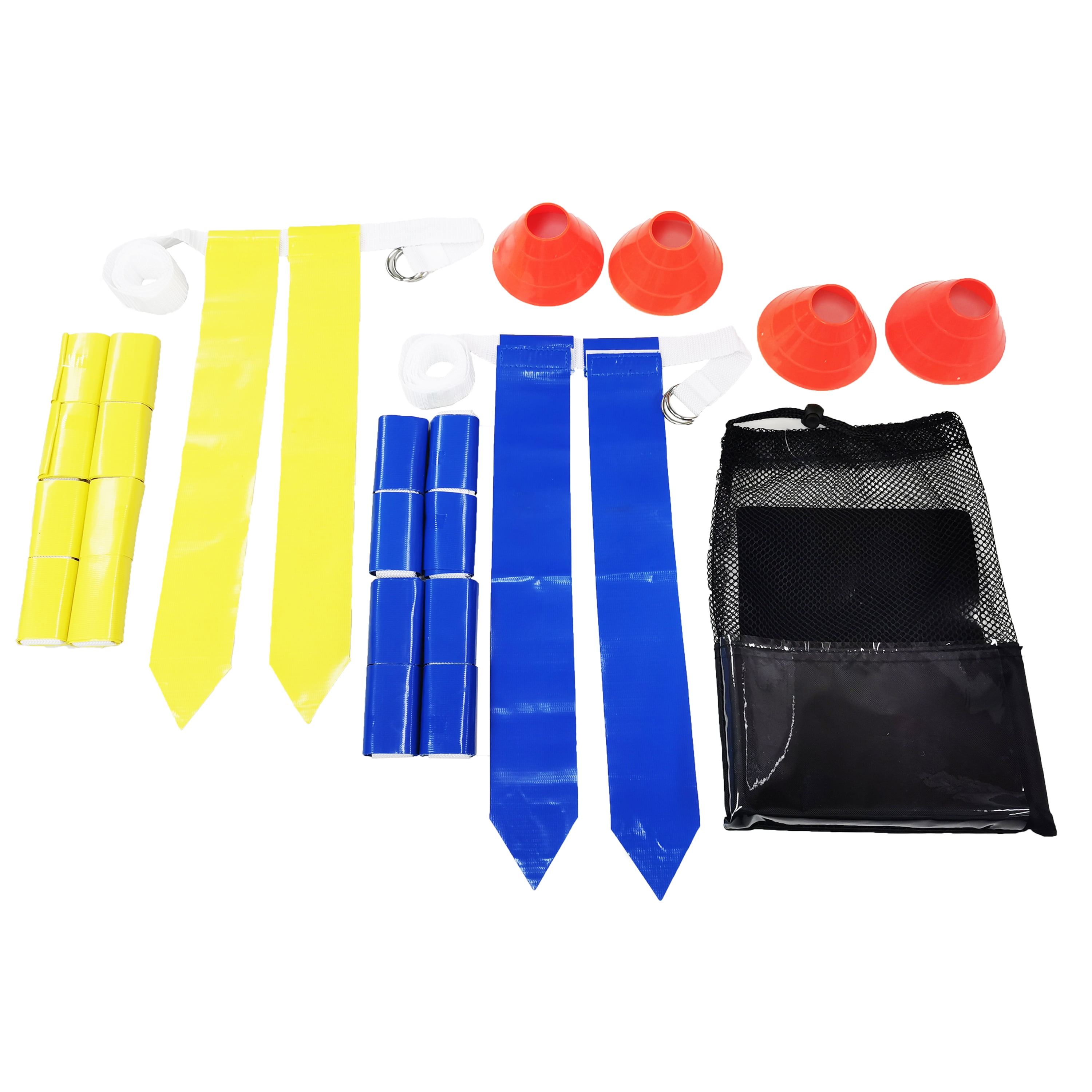 Athletic Works 10 Person Flag Football Set with Rip-Away Flags and Cones (Blue Yellow, 10 Player Pack) u3d00