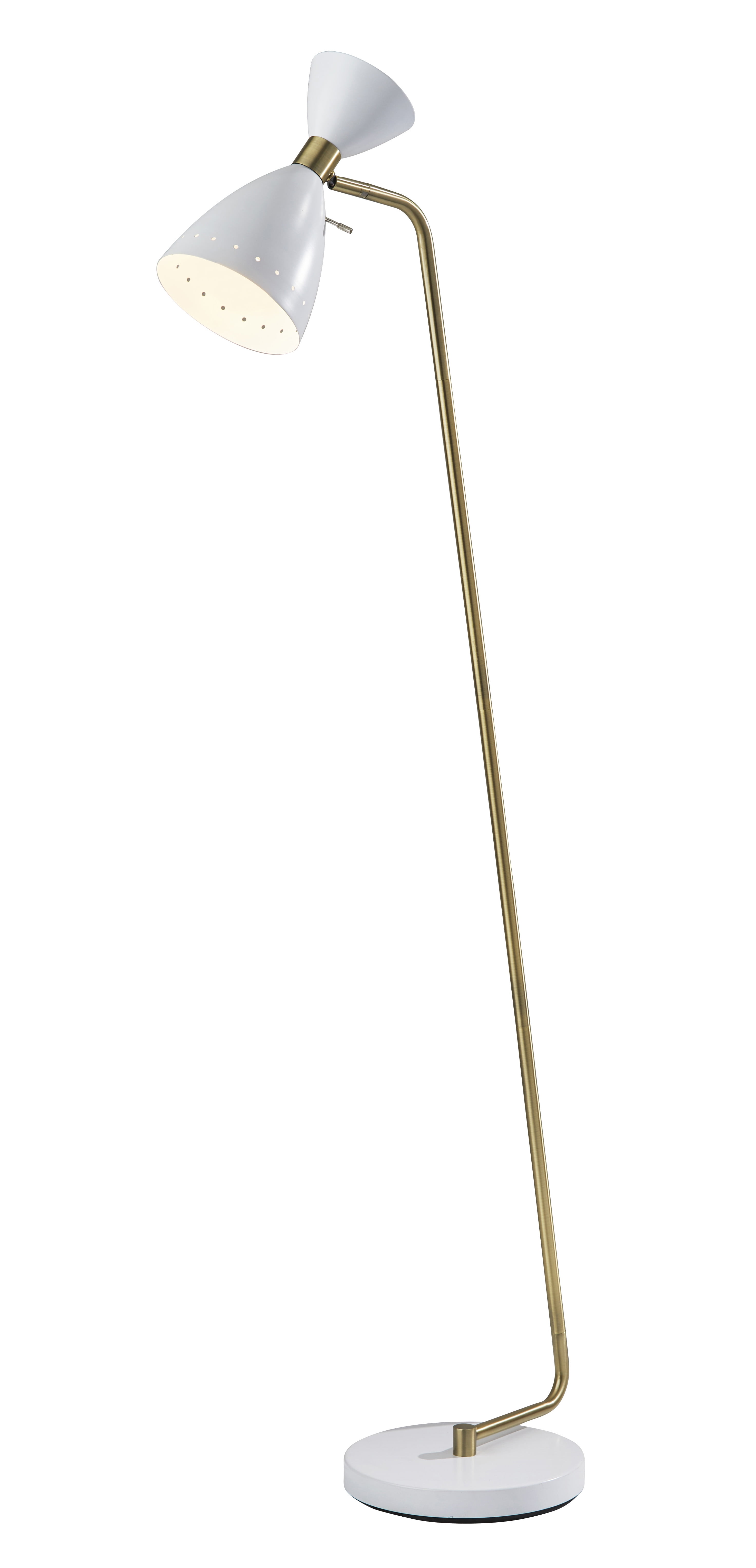 Adesso Oscar Floor Lamp, Mid-Century Modern Adjustable Task Lighting (White and Antique Brass) y4yh4