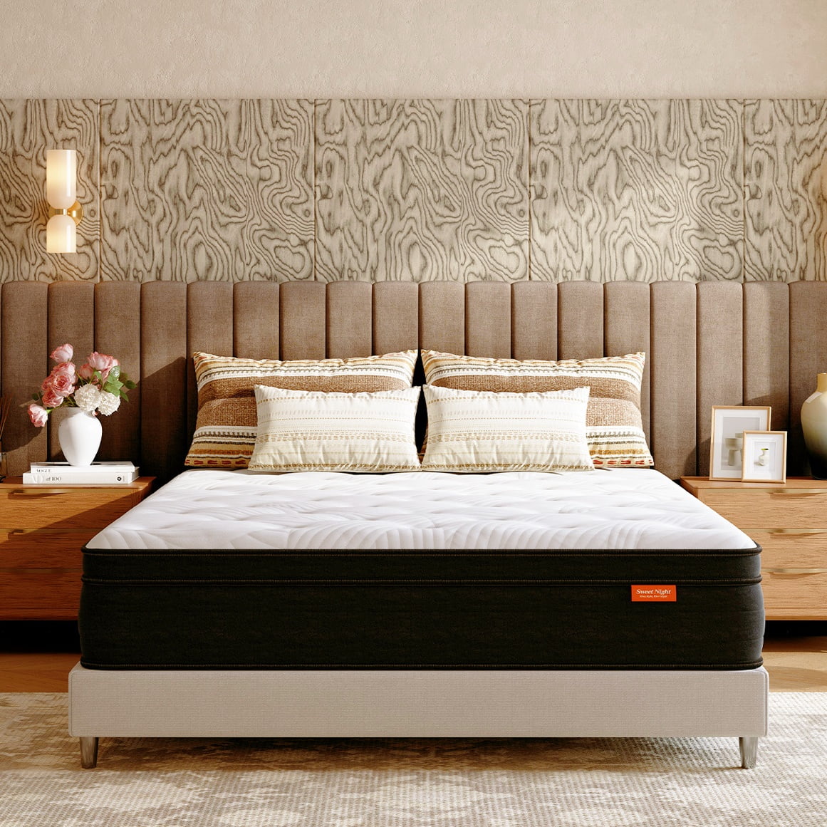 SweetNight Twilighty Hybrid Mattress, Pillow Top Cooling Memory Foam with Individually Wrapped Coils (Queen, 12 in) un0c9