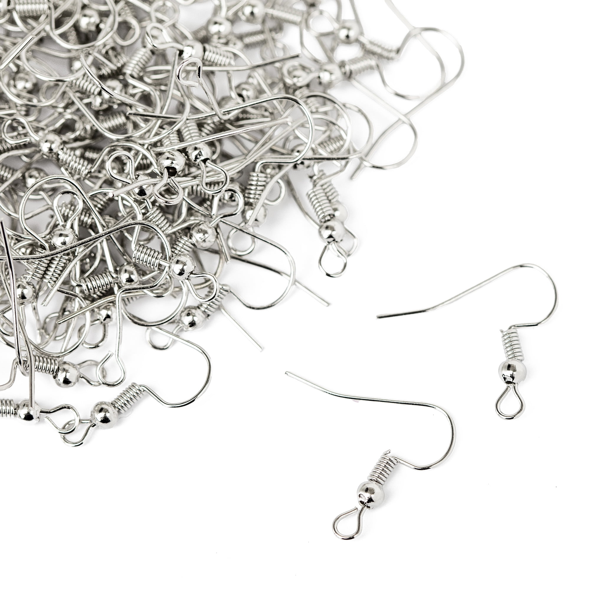 Cousin Metal Fishhook Earwires for Jewelry Making, Durable Craft Findings (Silver, 136 Pieces) 0p4yt