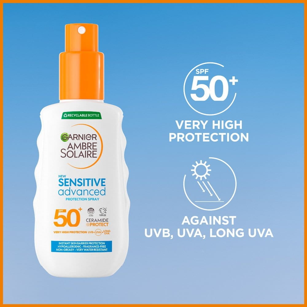 Garnier Ambre Solaire Sensitive Advanced Sun Protection Spray (SPF 50+, 5.07 fl oz) vvltd