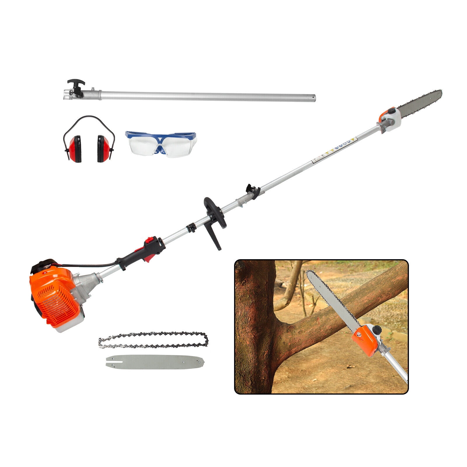 Generic 52CC 2-Cycle Gas Powered Pole Saw (Extendable Tree and Hedge Trimmer, 9.3 ft) y8mft
