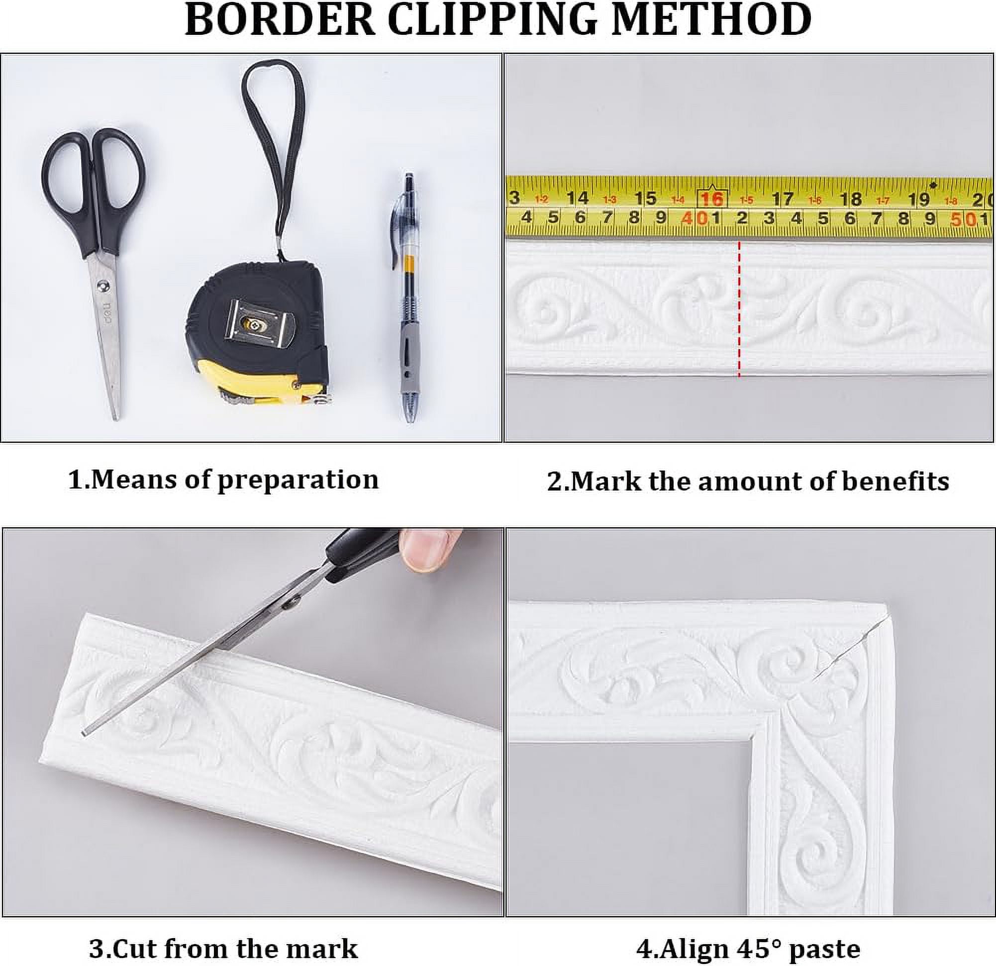 GLASSWINDS Flexible Peel and Stick Foam Molding Trim 3D Decorative Wall Border (White, 44.28 ft x 2 in) nave8