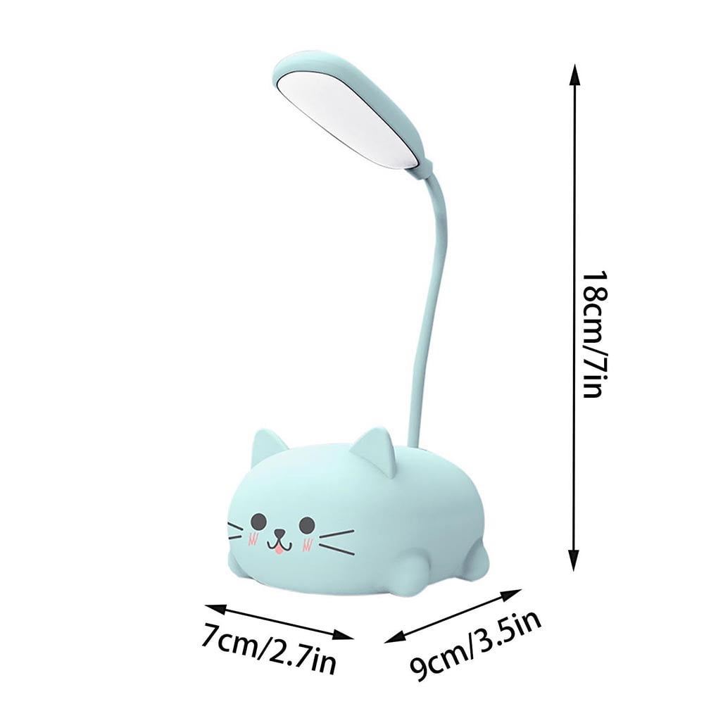 Cbcbtwo LED Desk Lamp, Eye-Protecting Reading Light with Flexible Gooseneck and Cute Cat Base (Blue) h4yq7