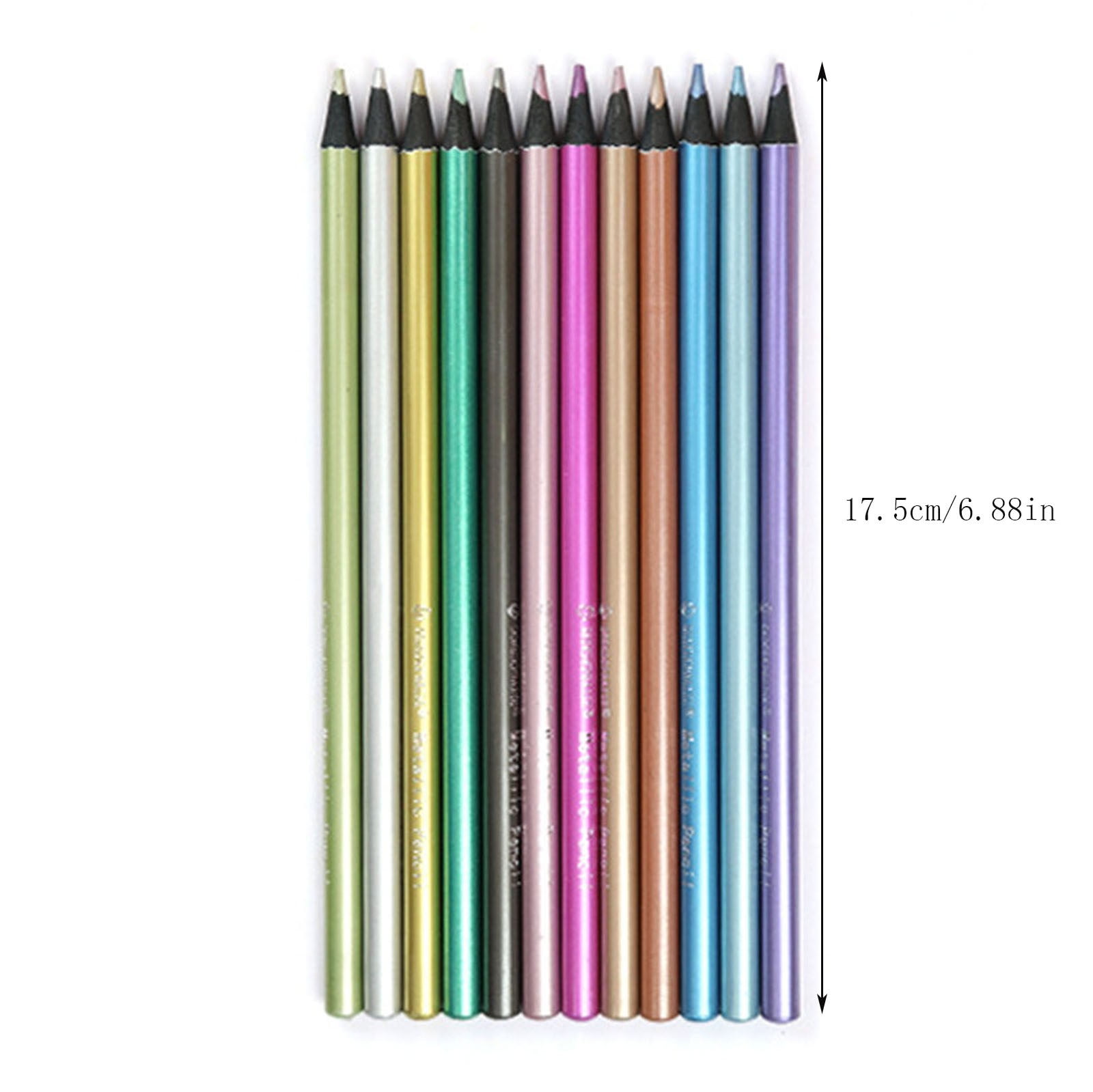 AQITTI Metallic Colored Pencils, Soft Core Art Drawing Pencils for Adult Coloring and Sketching (Blue, 12-Pack) clu6x