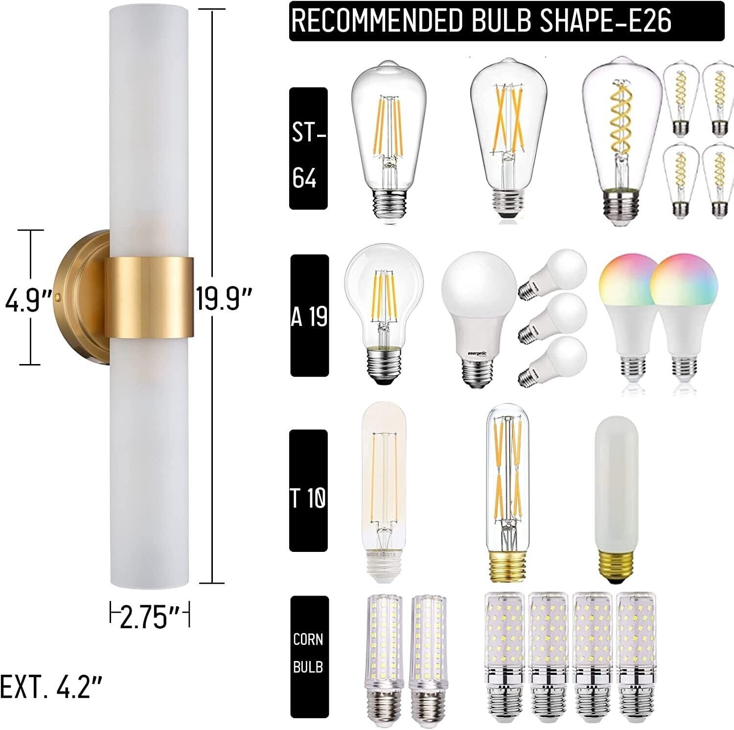 Moose Modern 2-Light LED Dimmable Wall Sconce with Frosted Glass Shades (Gold, 15 in) msexr