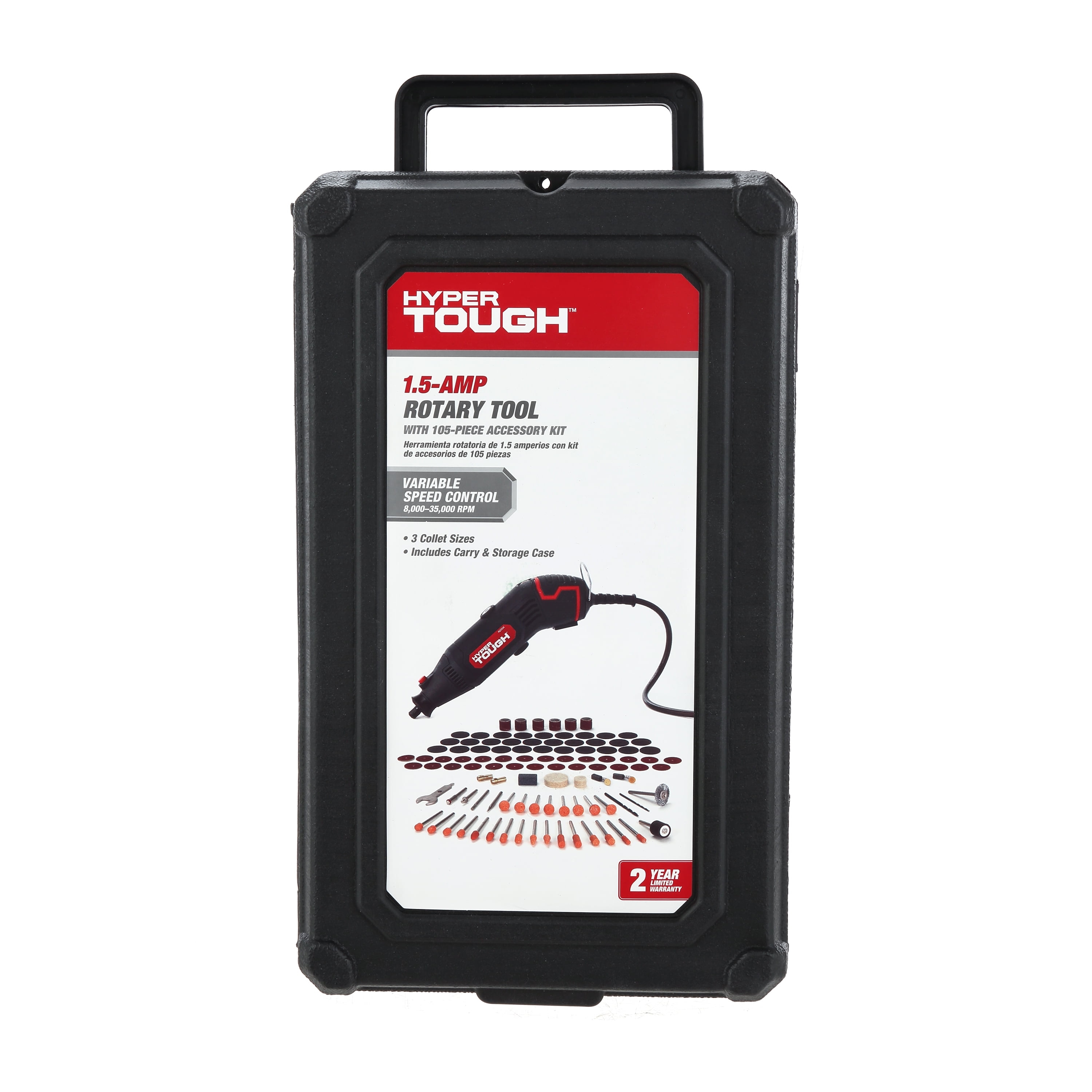 Hyper Tough Corded Rotary Tool Kit with 105 Accessories (Variable Speed, 6 ft Cord) pzg7n